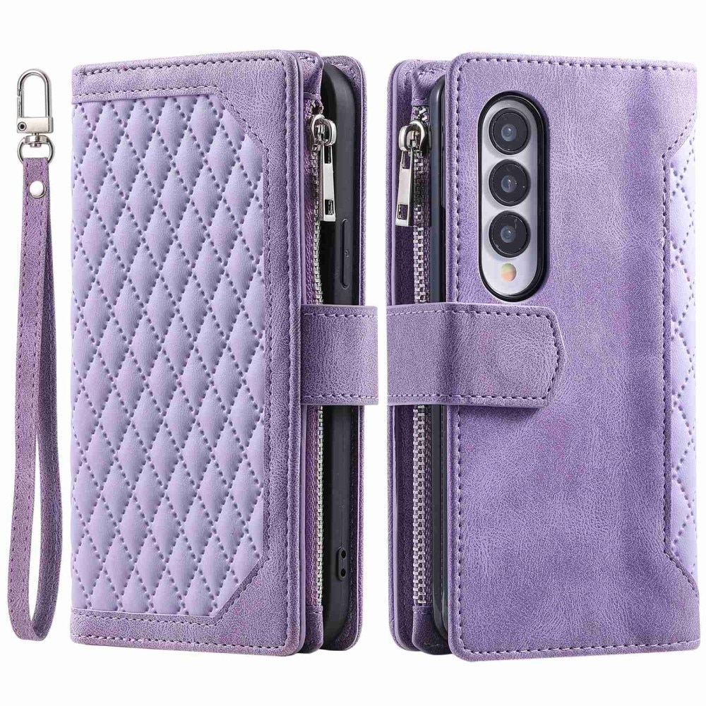 Samsung Galaxy Z Fold 4 Brieftasche Hülle Quilted Lila