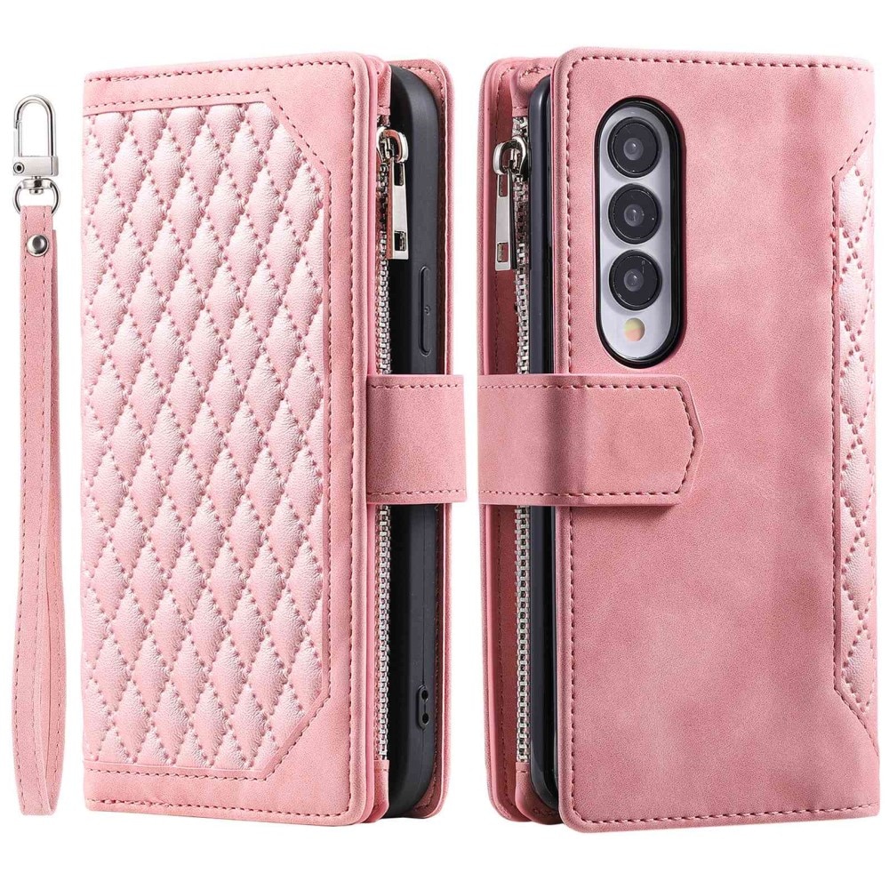 Samsung Galaxy Z Fold 4 Brieftasche Hülle Quilted Rosa