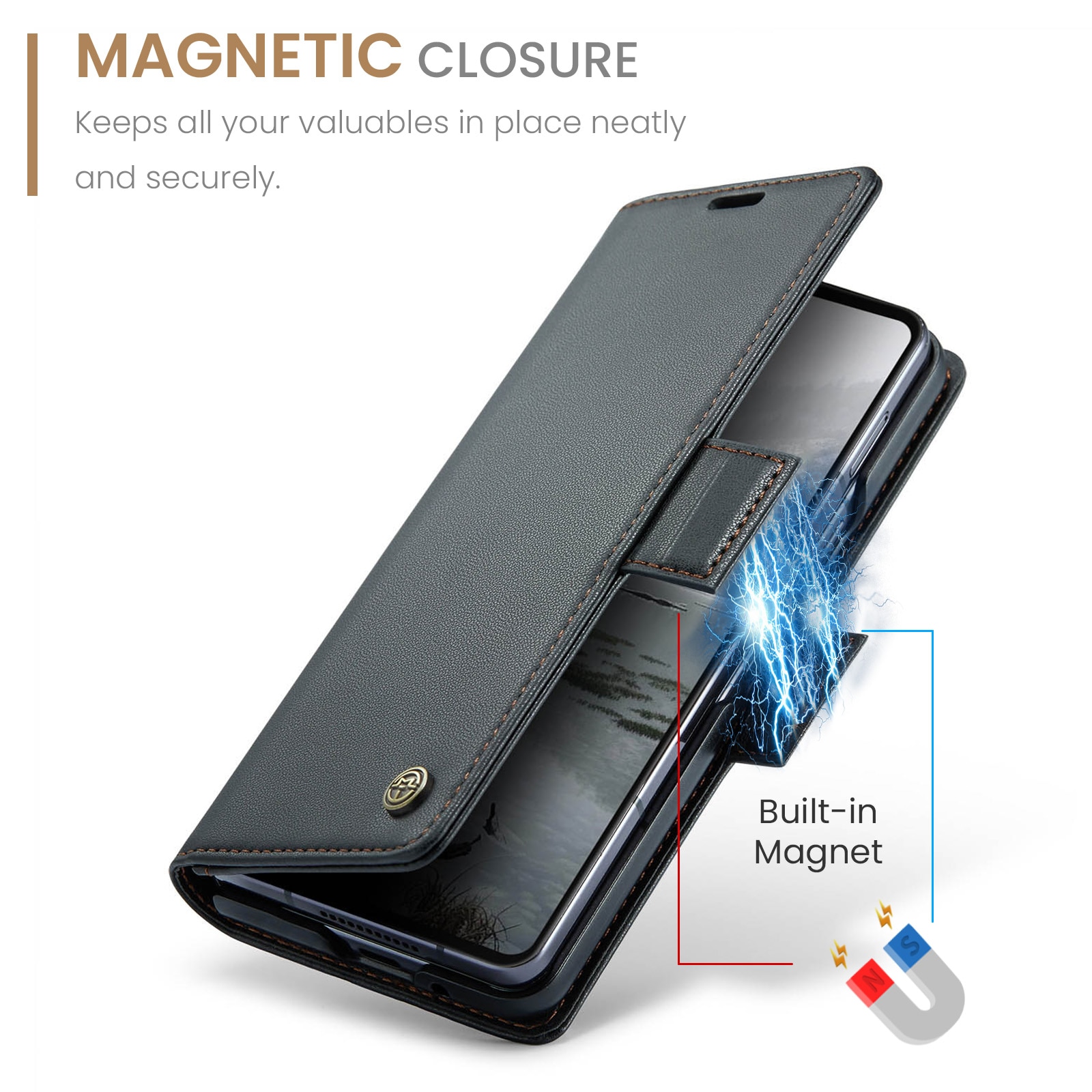 RFID-geschützte Slim Portemonnaie-Hülle Samsung Galaxy Z Fold 7 schwarz