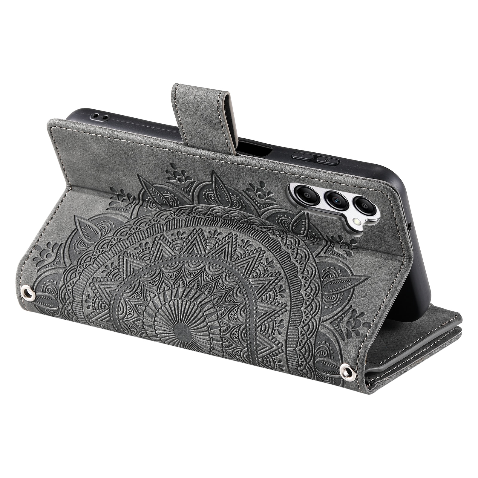 Samsung Galaxy S25 FE Brieftasche Hülle Mandala, Grau