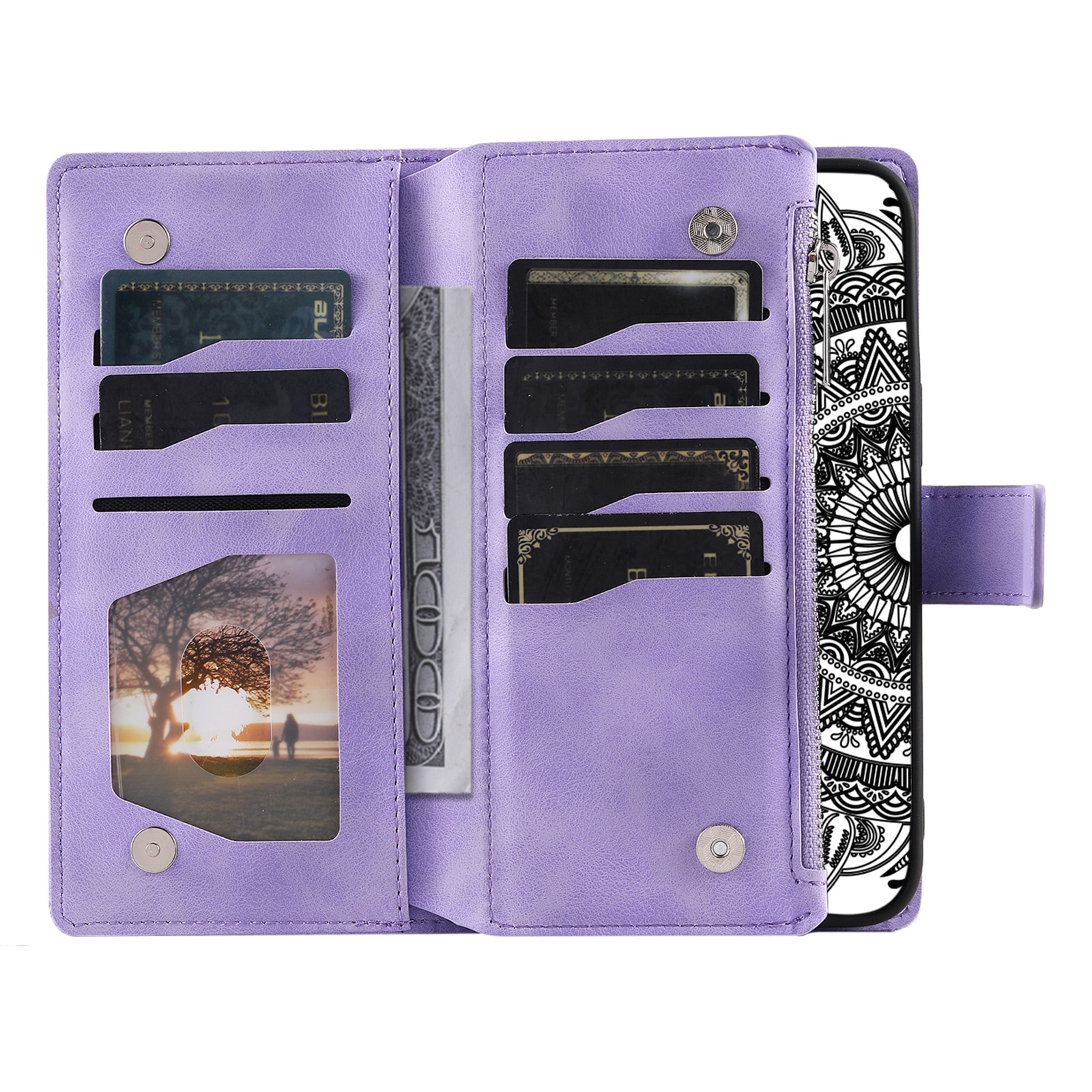 Samsung Galaxy S25 FE Brieftasche Hülle Mandala, Lila