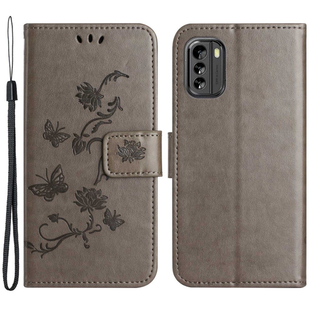  Nokia G60 Handyhülle mit Schmetterlingsmuster, Grau
