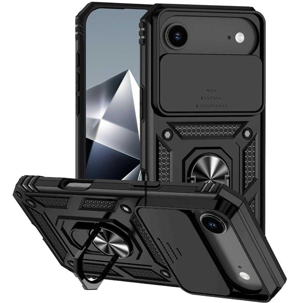 iPhone 17 Air Hybrid-Hülle Ring + Kameraschutz Schwarz