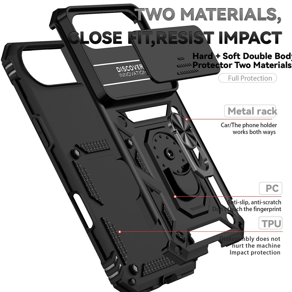 iPhone 17 Air Hybrid-Hülle Ring + Kameraschutz Schwarz