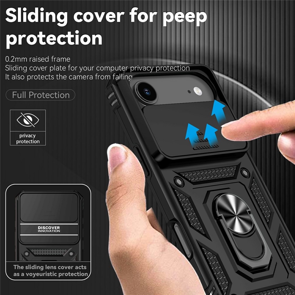 iPhone 17 Air Hybrid-Hülle Ring + Kameraschutz Schwarz