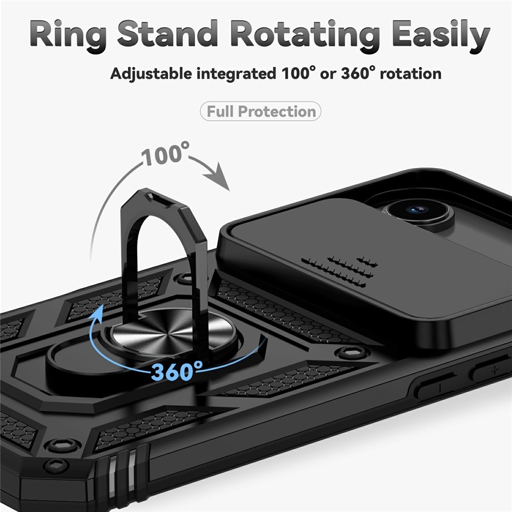 iPhone 17 Air Hybrid-Hülle Ring + Kameraschutz Schwarz