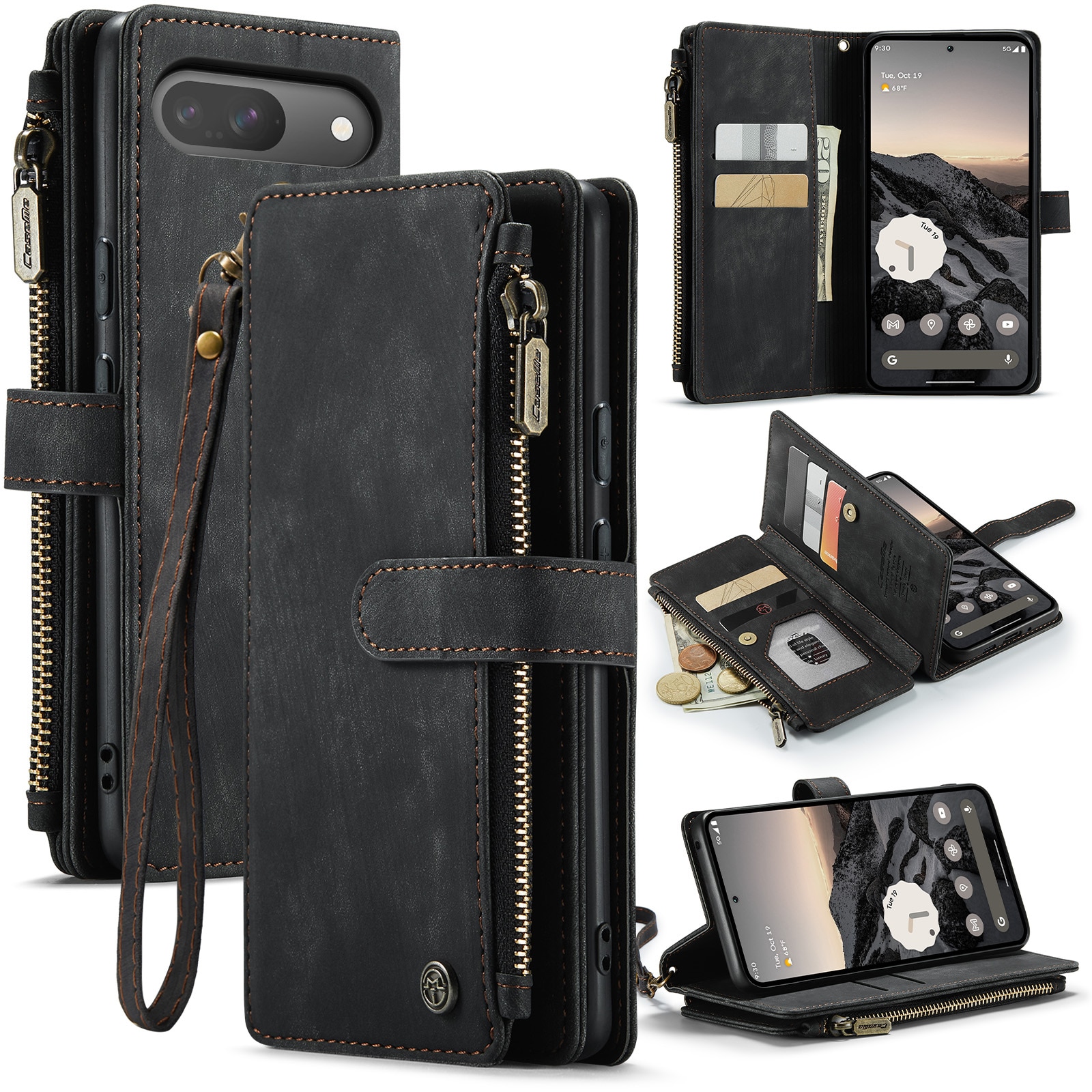 Zipper Portemonnaie-Hülle Google Pixel 10 Schwarz