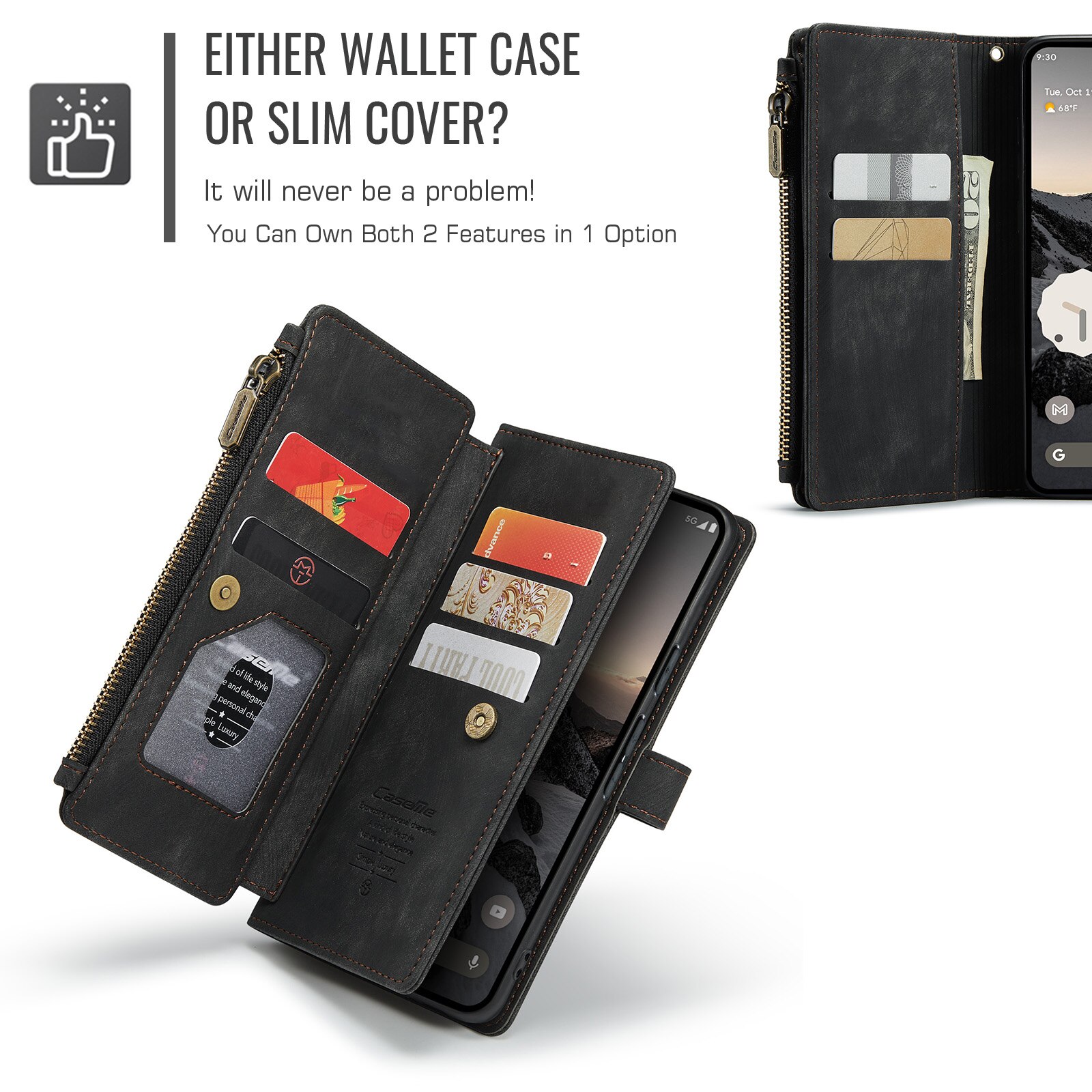 Zipper Portemonnaie-Hülle Google Pixel 10 Schwarz