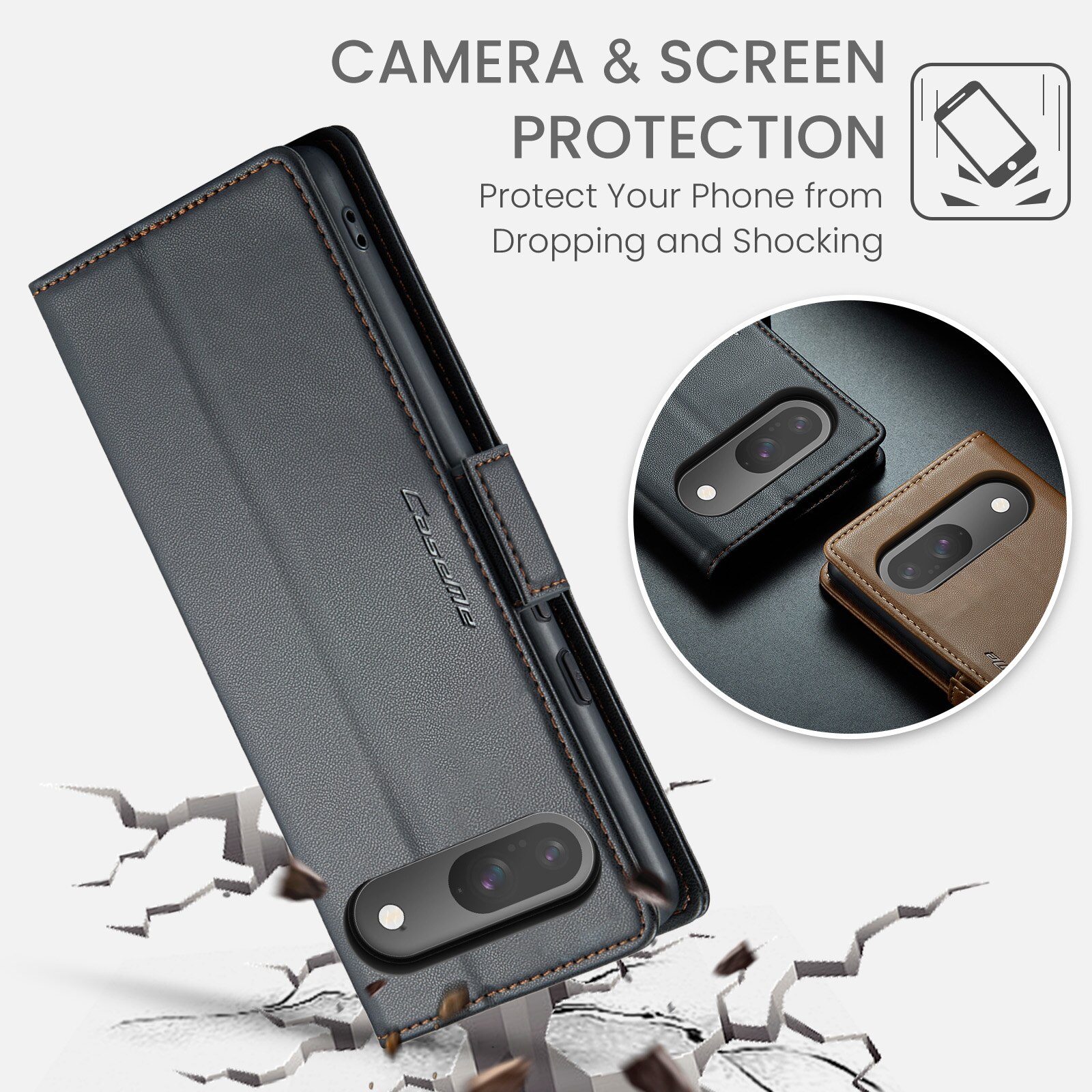 RFID-geschützte Slim Portemonnaie-Hülle Google Pixel 10 Pro Schwarz
