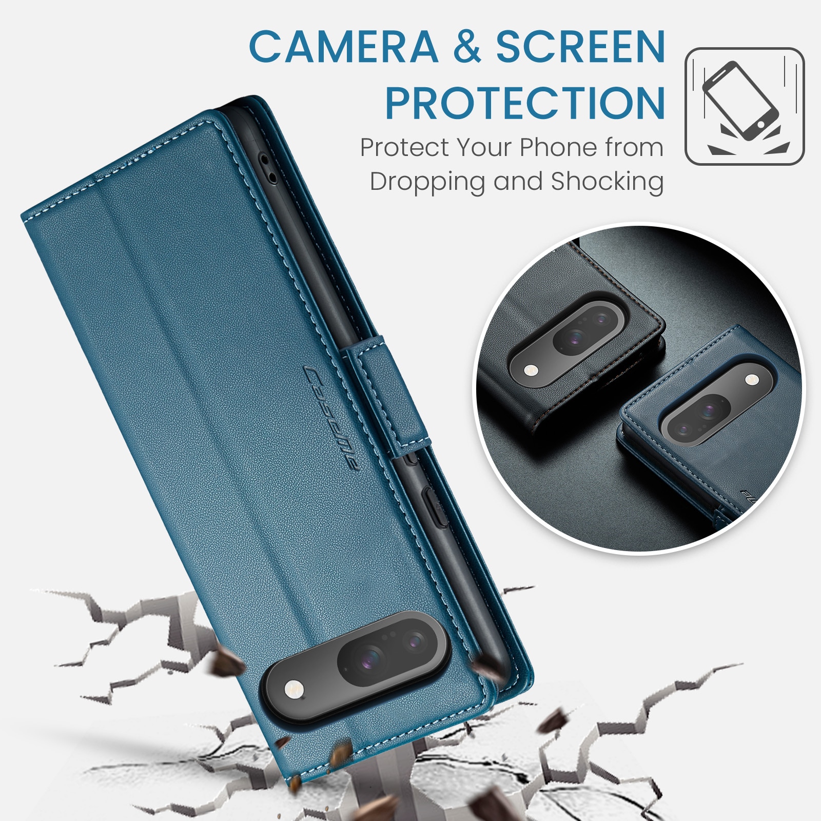RFID-geschützte Slim Portemonnaie-Hülle Google Pixel 10 Pro Blau