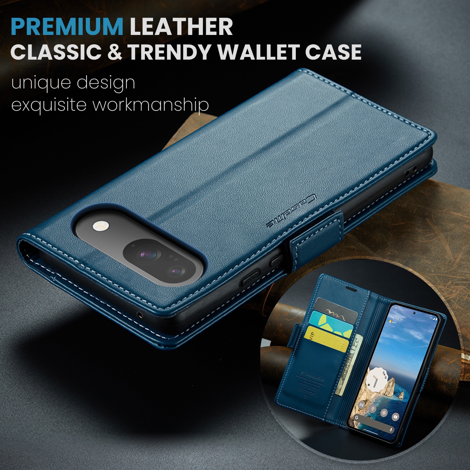 RFID-geschützte Slim Portemonnaie-Hülle Google Pixel 10 Pro Blau