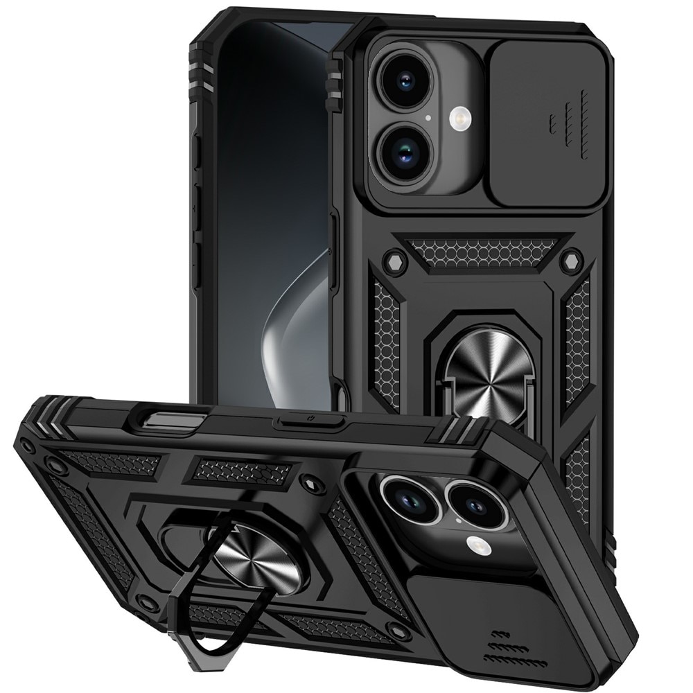 iPhone 17 Hybrid-Hülle Ring + Kameraschutz Schwarz