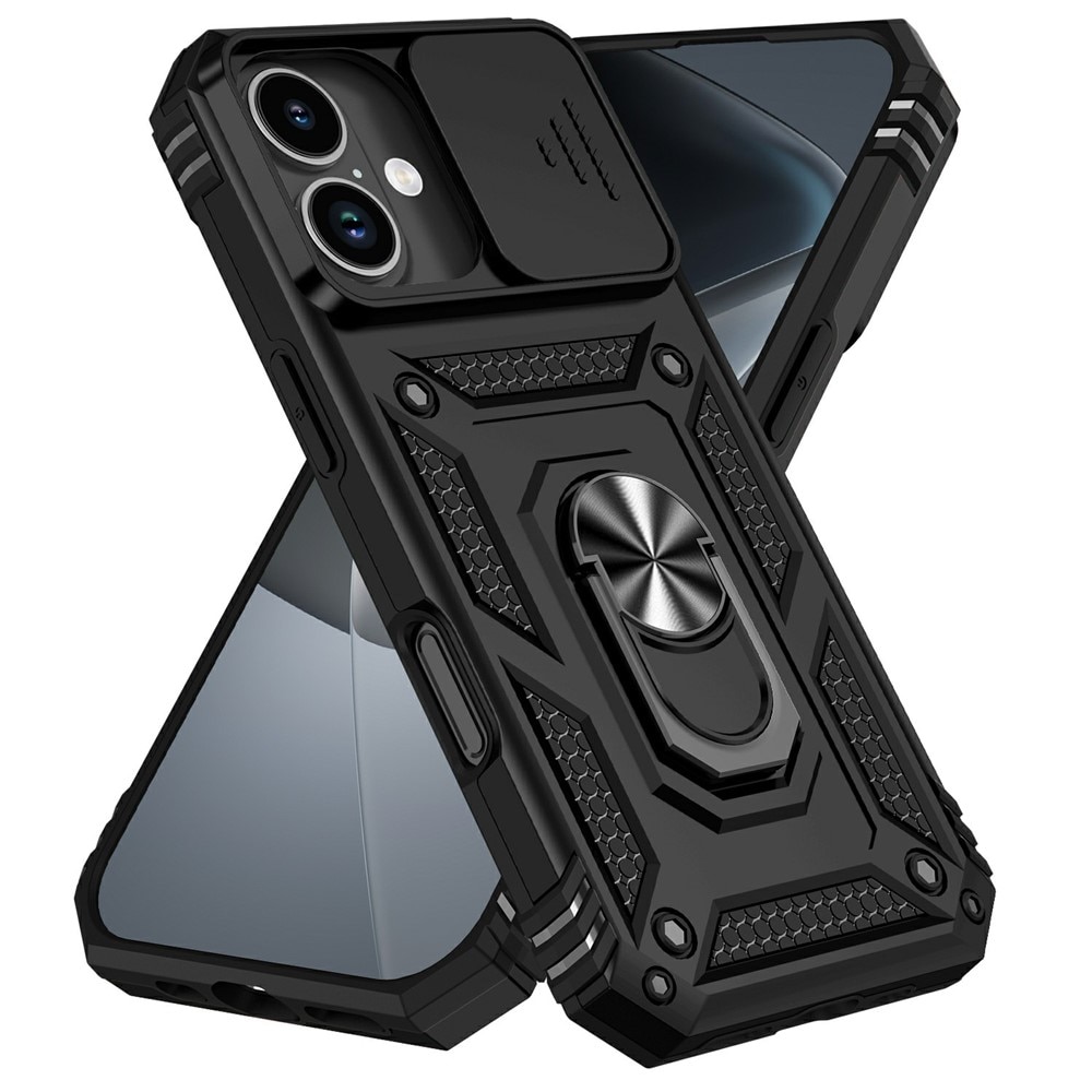 iPhone 17 Hybrid-Hülle Ring + Kameraschutz Schwarz