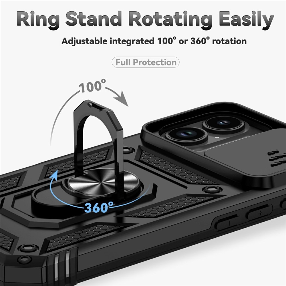 iPhone 17 Hybrid-Hülle Ring + Kameraschutz Schwarz