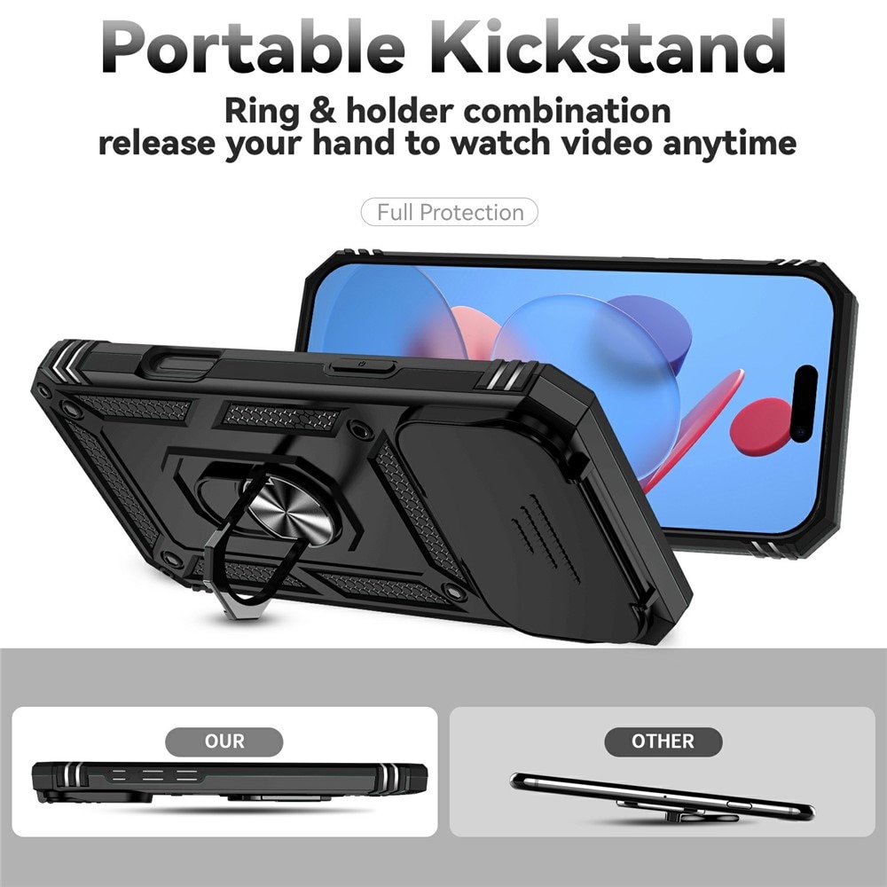 iPhone 17 Pro Hybrid-Hülle Ring + Kameraschutz Schwarz