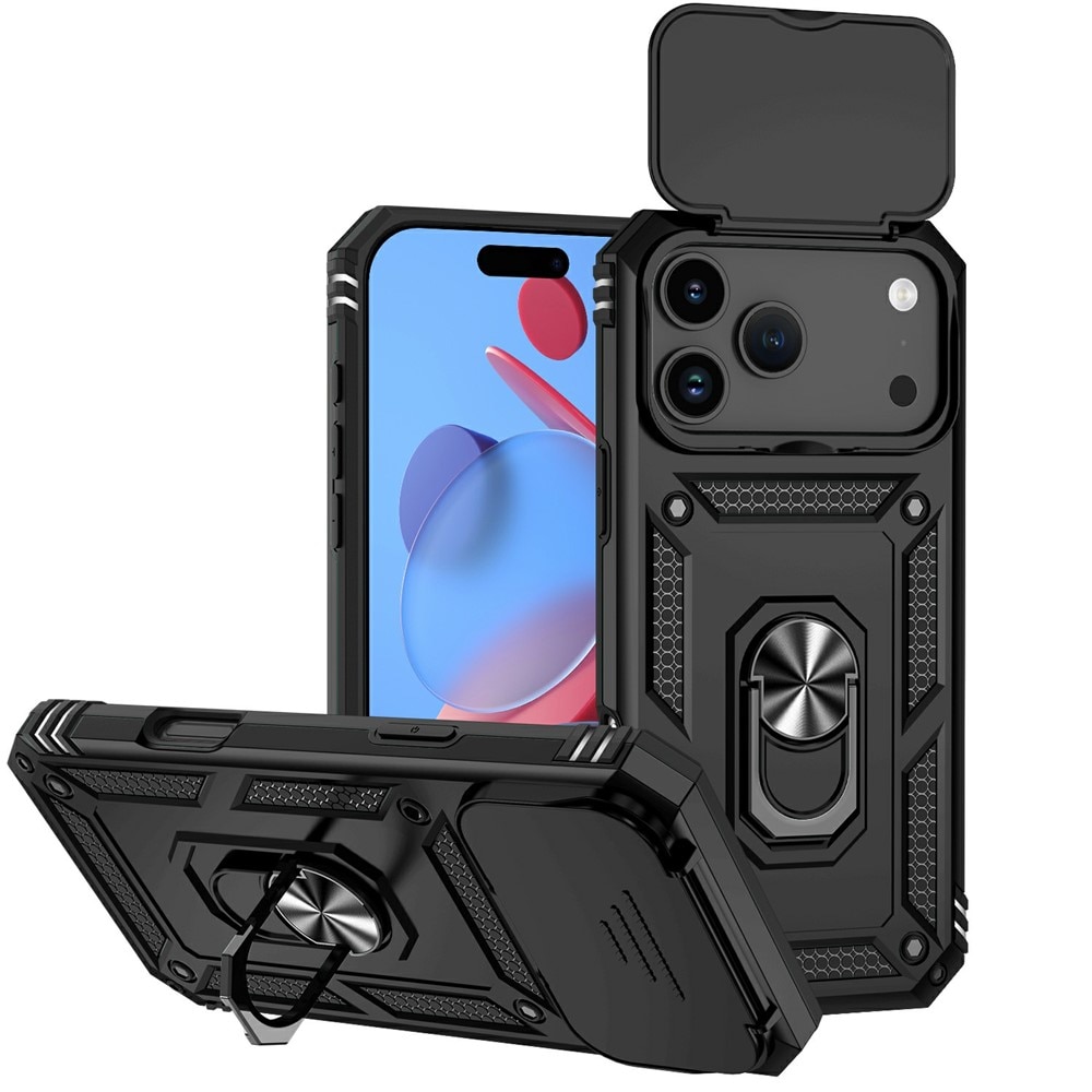 iPhone 17 Pro Max Hybrid-Hülle Ring + Kameraschutz Schwarz