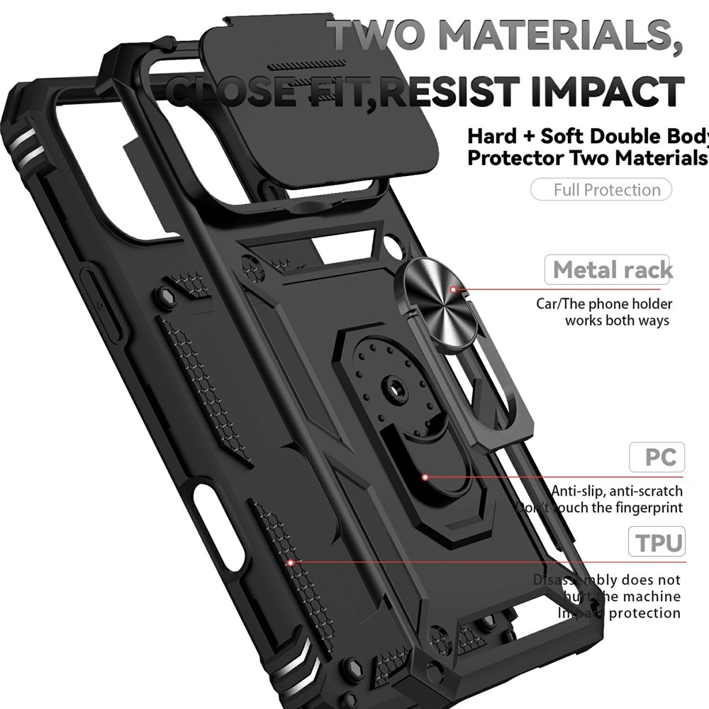 iPhone 17 Pro Max Hybrid-Hülle Ring + Kameraschutz Schwarz