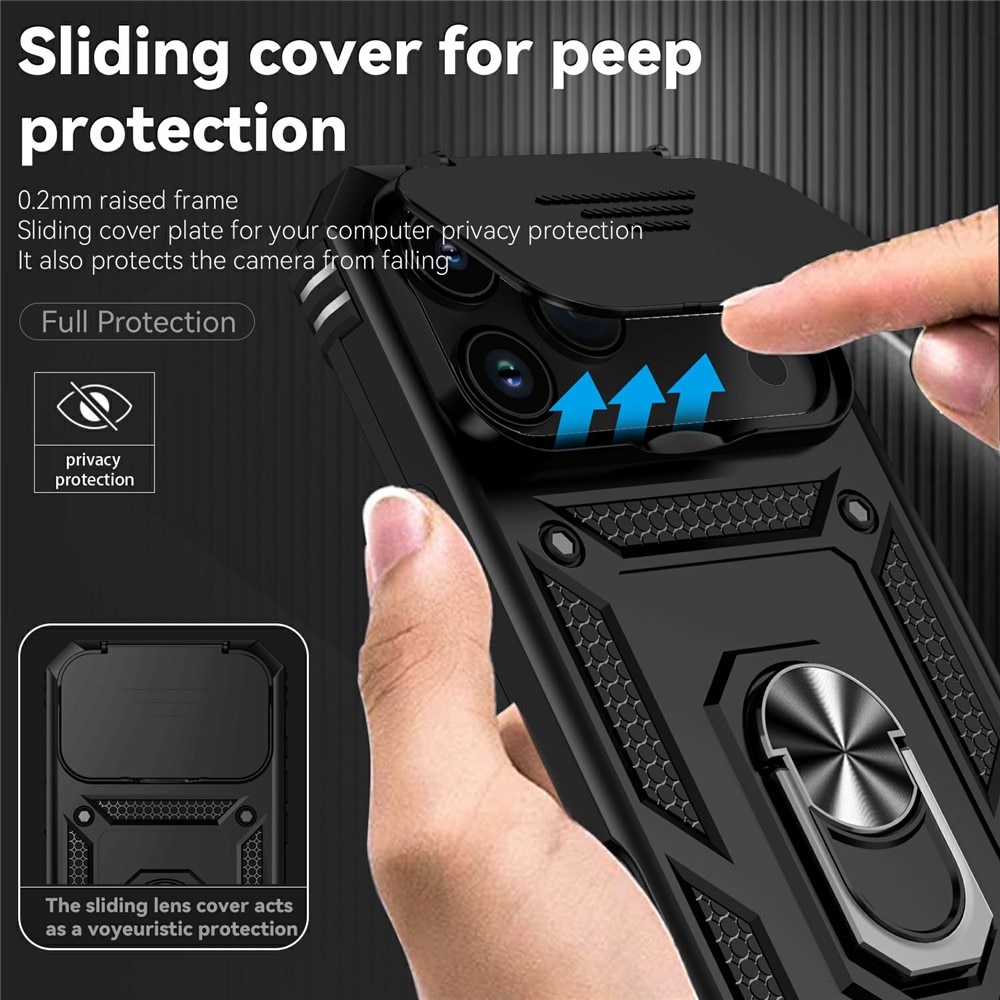 iPhone 17 Pro Max Hybrid-Hülle Ring + Kameraschutz Schwarz