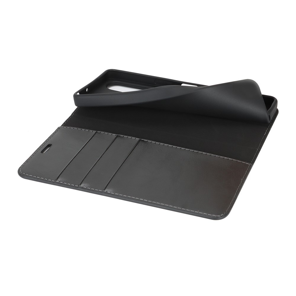 Sony Xperia 1 VII Handytasche aus Echtem Leder Schwarz