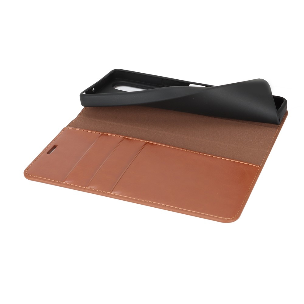 Sony Xperia 1 VII Handytasche aus Echtem Leder Braun
