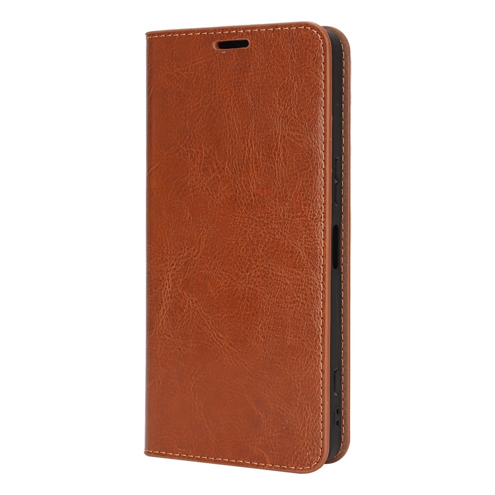 Sony Xperia 1 VII Handytasche aus Echtem Leder Braun