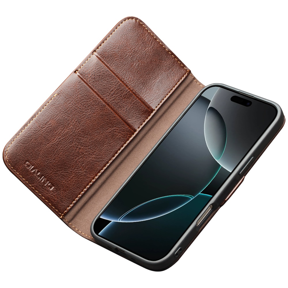 Leather Wallet Case iPhone 17 Pro Max Braun