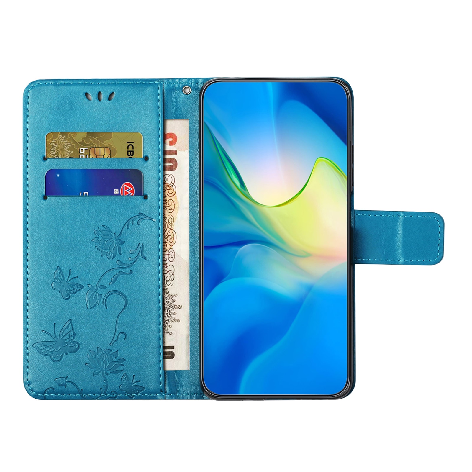 Samsung Galaxy S25 FE Handyhülle mit Schmetterlingsmuster, Blau