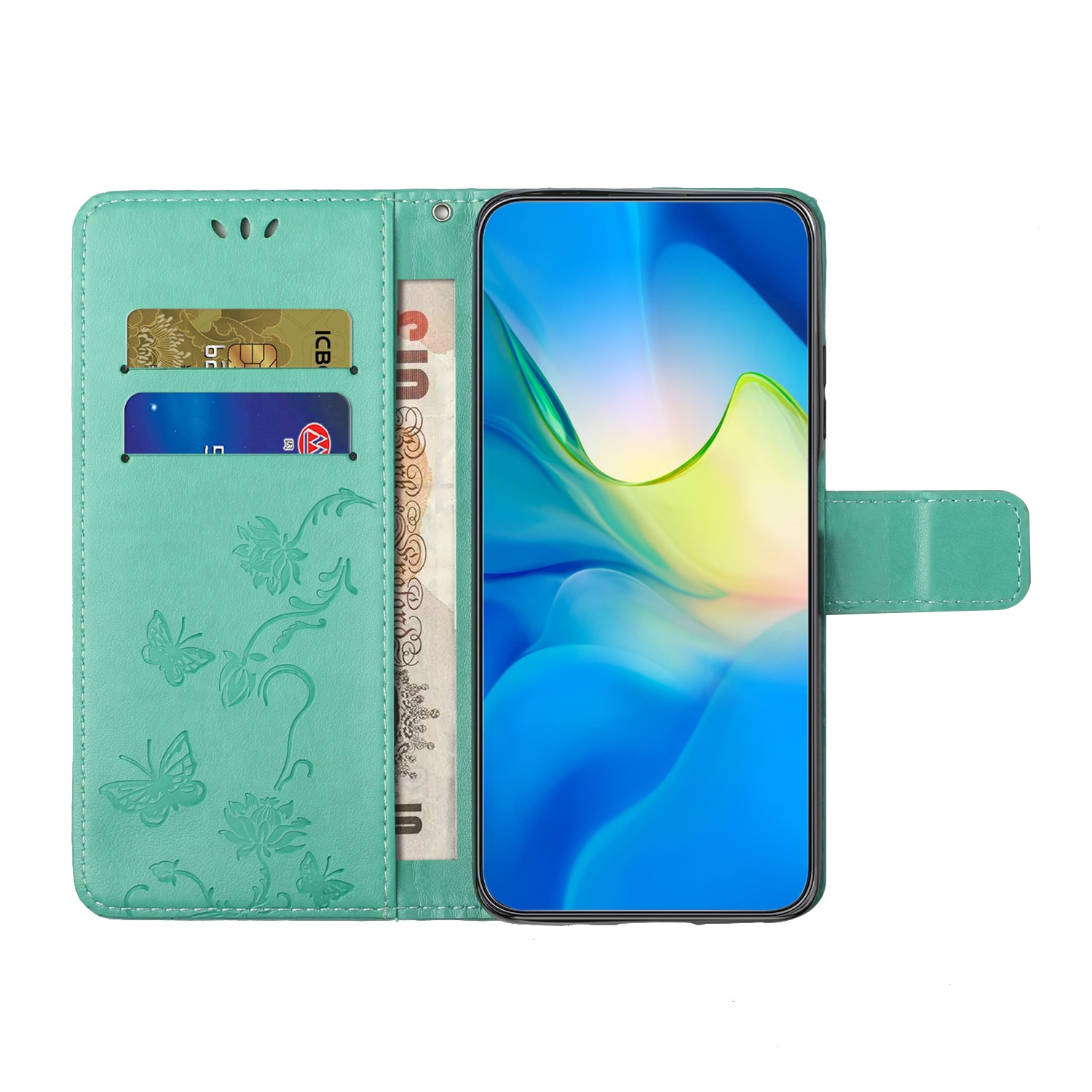 Samsung Galaxy S25 FE Handyhülle mit Schmetterlingsmuster, Grün