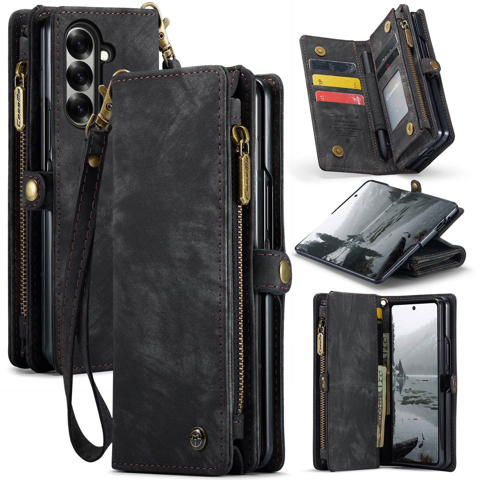 Multi-slot Portemonnaie-Hülle Samsung Galaxy Z Fold 7 Grau