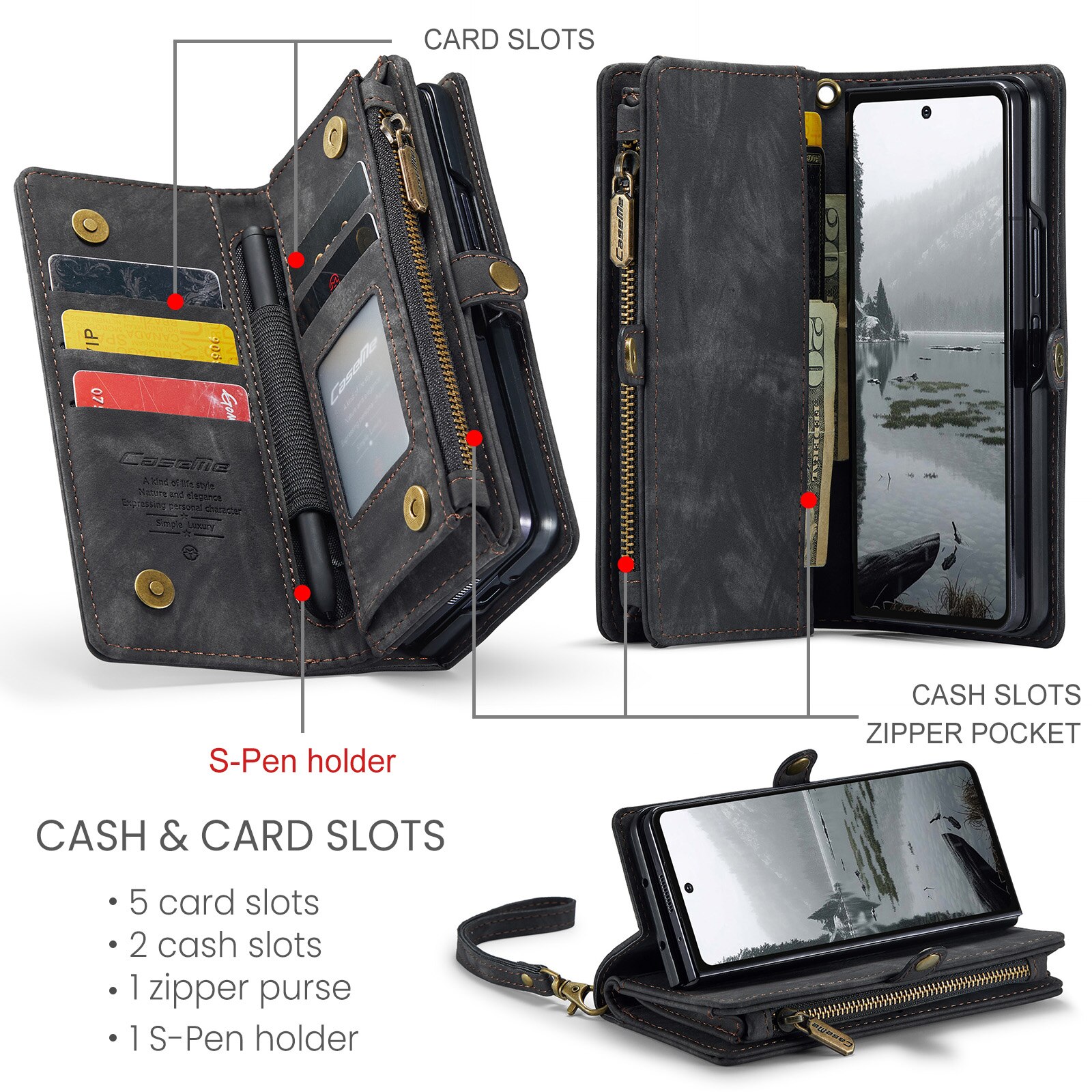 Multi-slot Portemonnaie-Hülle Samsung Galaxy Z Fold 7 Grau