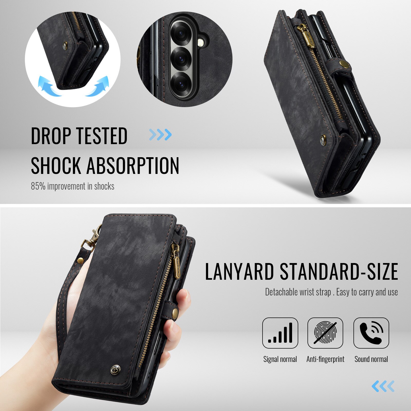 Multi-slot Portemonnaie-Hülle Samsung Galaxy Z Fold 7 Grau