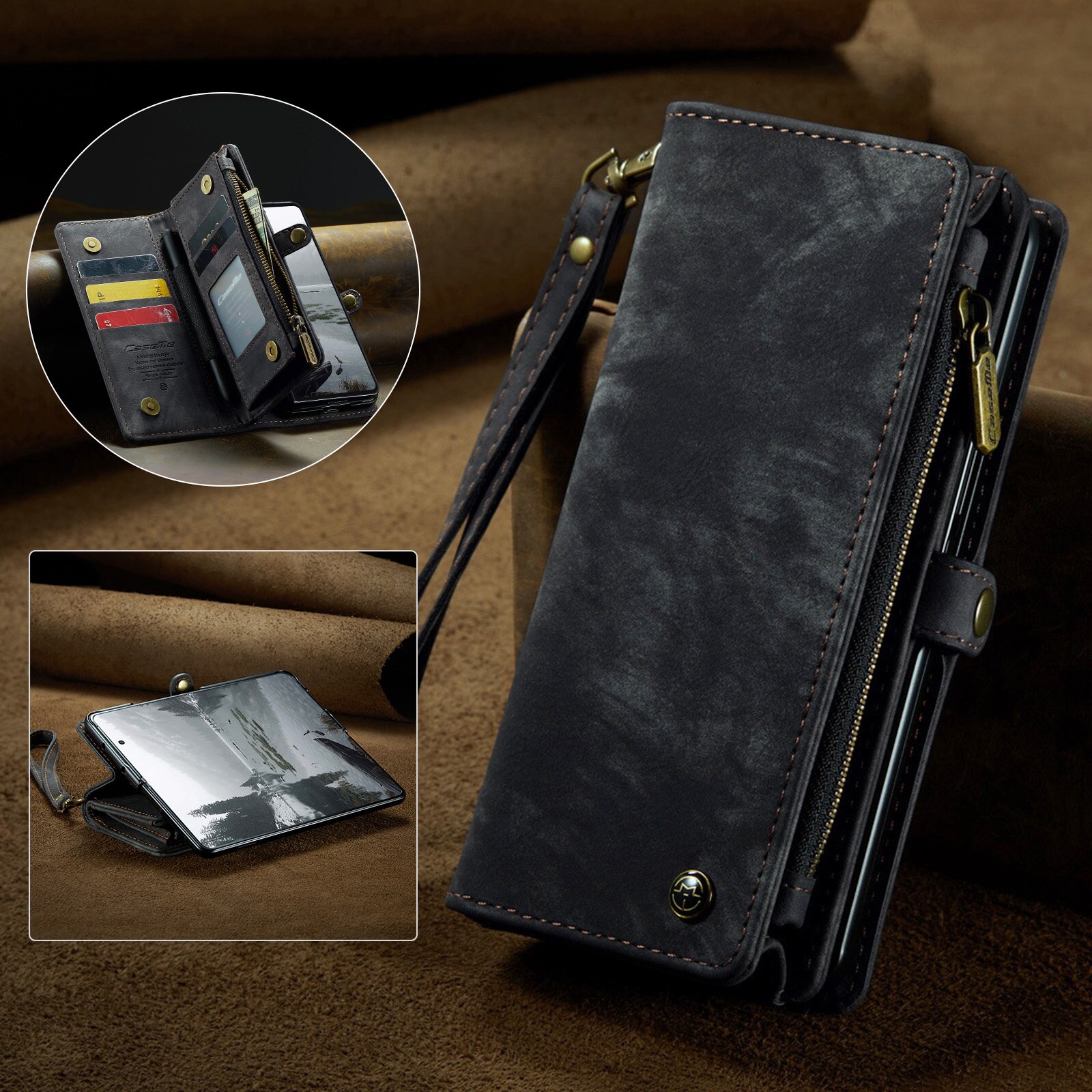 Multi-slot Portemonnaie-Hülle Samsung Galaxy Z Fold 7 Grau