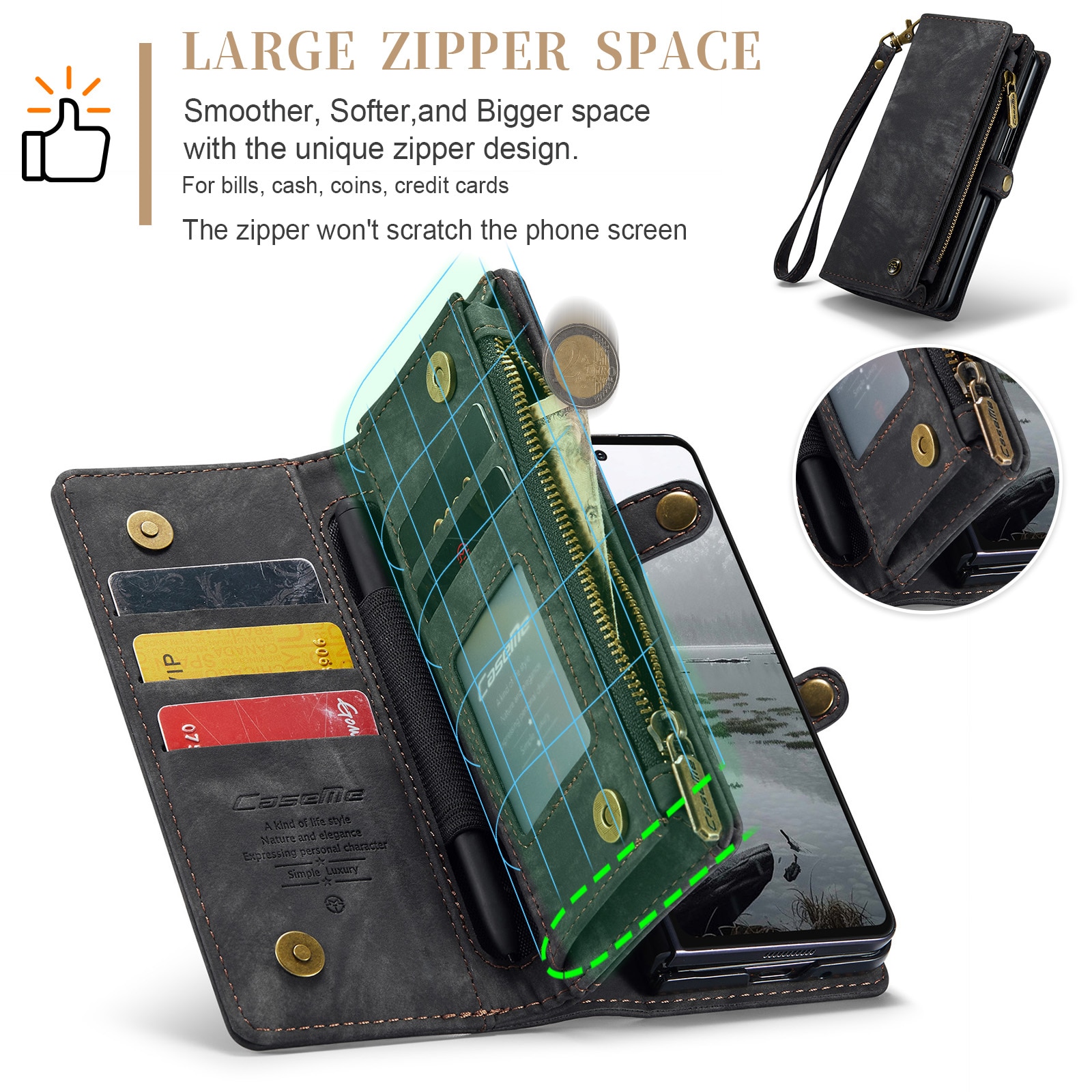 Multi-slot Portemonnaie-Hülle Samsung Galaxy Z Fold 7 Grau