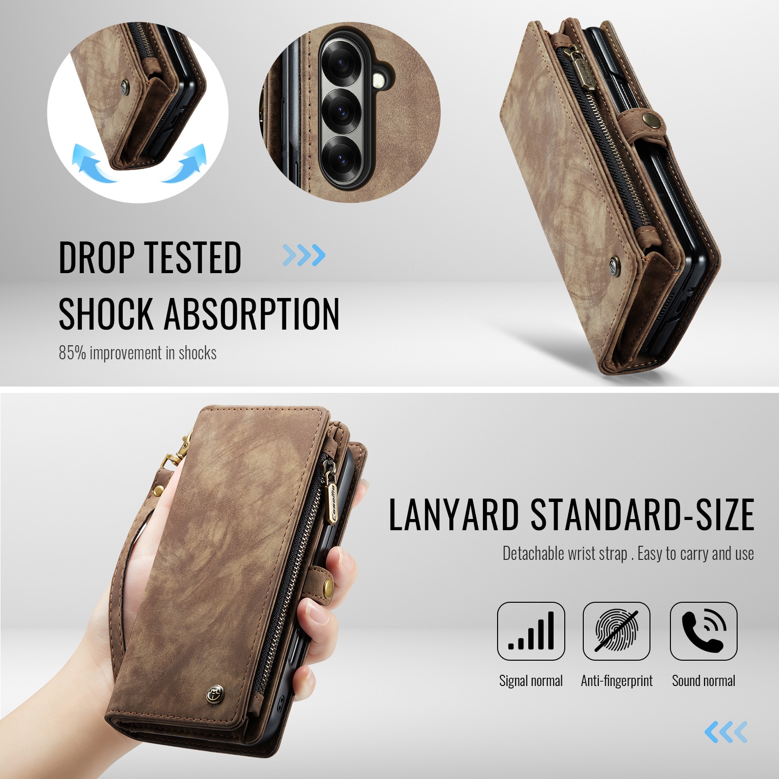 Multi-slot Portemonnaie-Hülle Samsung Galaxy Z Fold 7 Braun