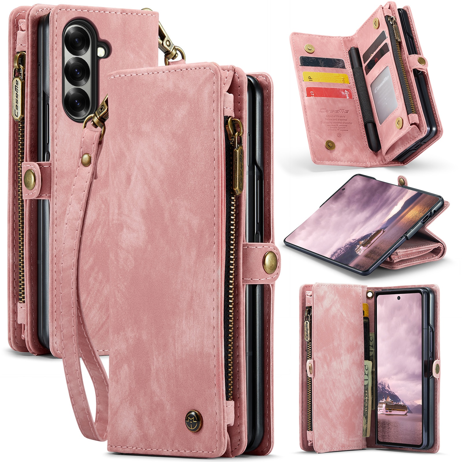 Multi-slot Portemonnaie-Hülle Samsung Galaxy Z Fold 7 Rosa