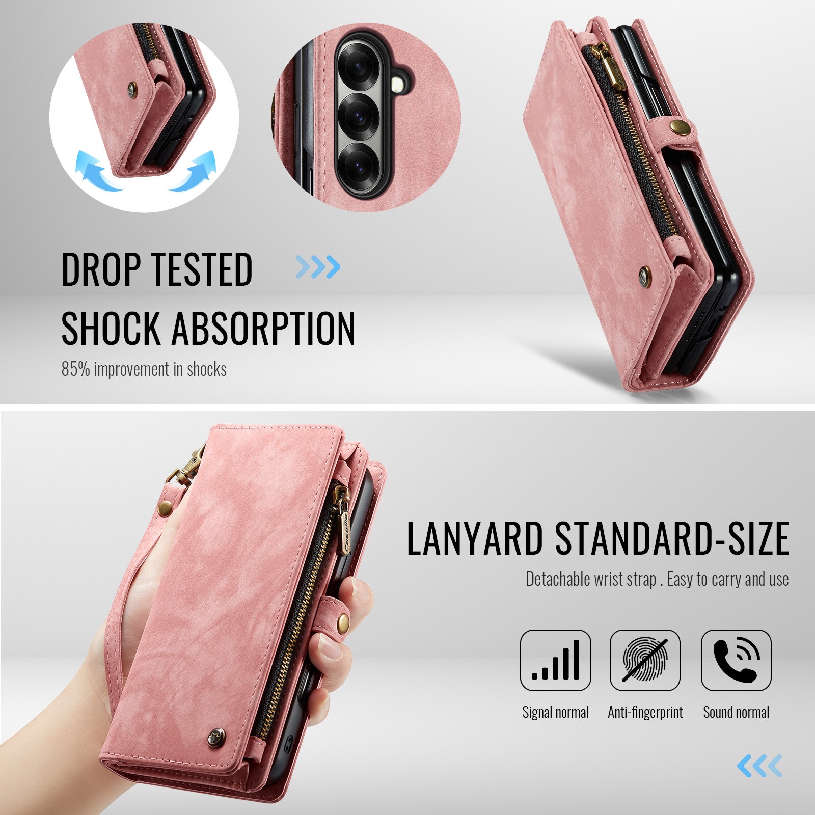 Multi-slot Portemonnaie-Hülle Samsung Galaxy Z Fold 7 Rosa