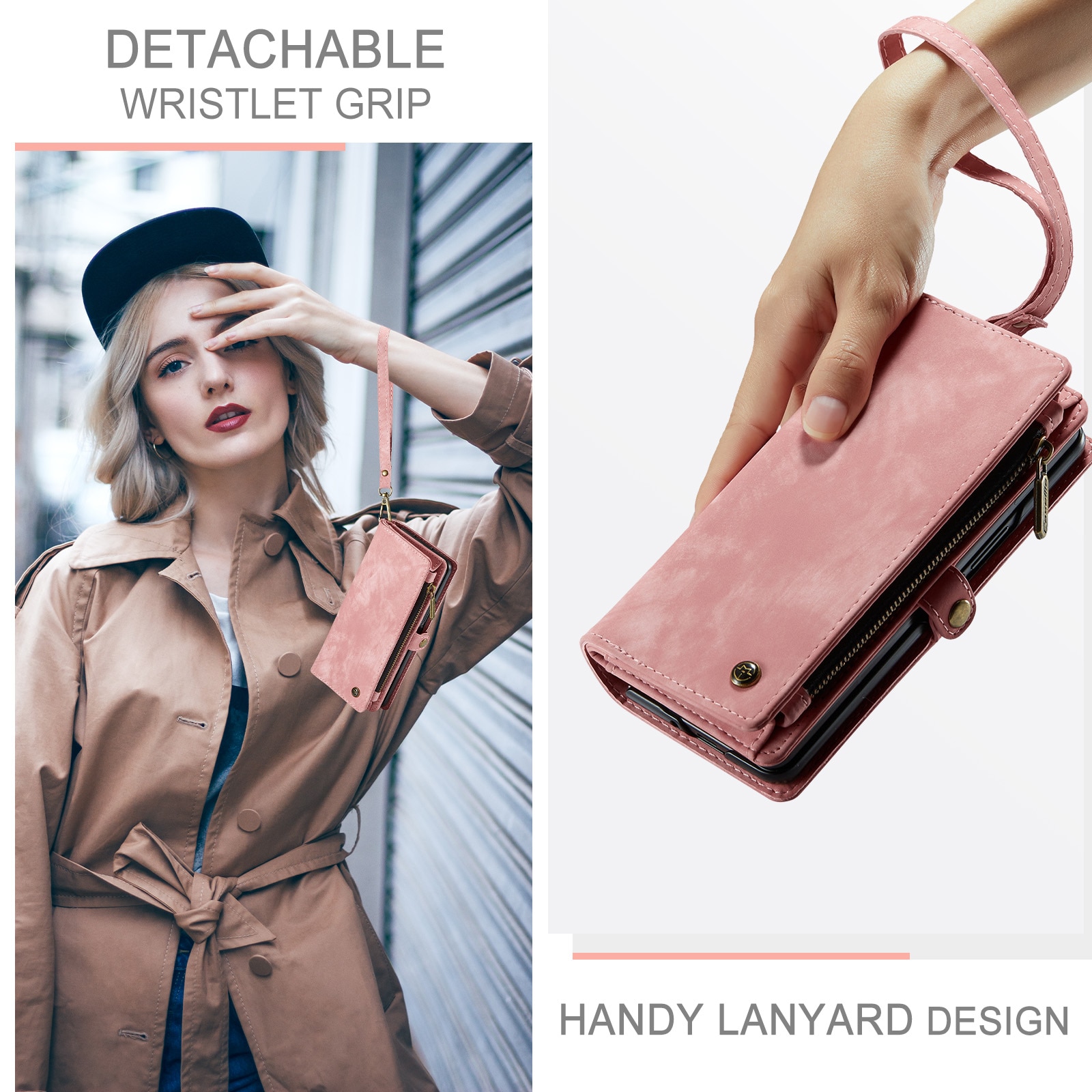 Multi-slot Portemonnaie-Hülle Samsung Galaxy Z Fold 7 Rosa