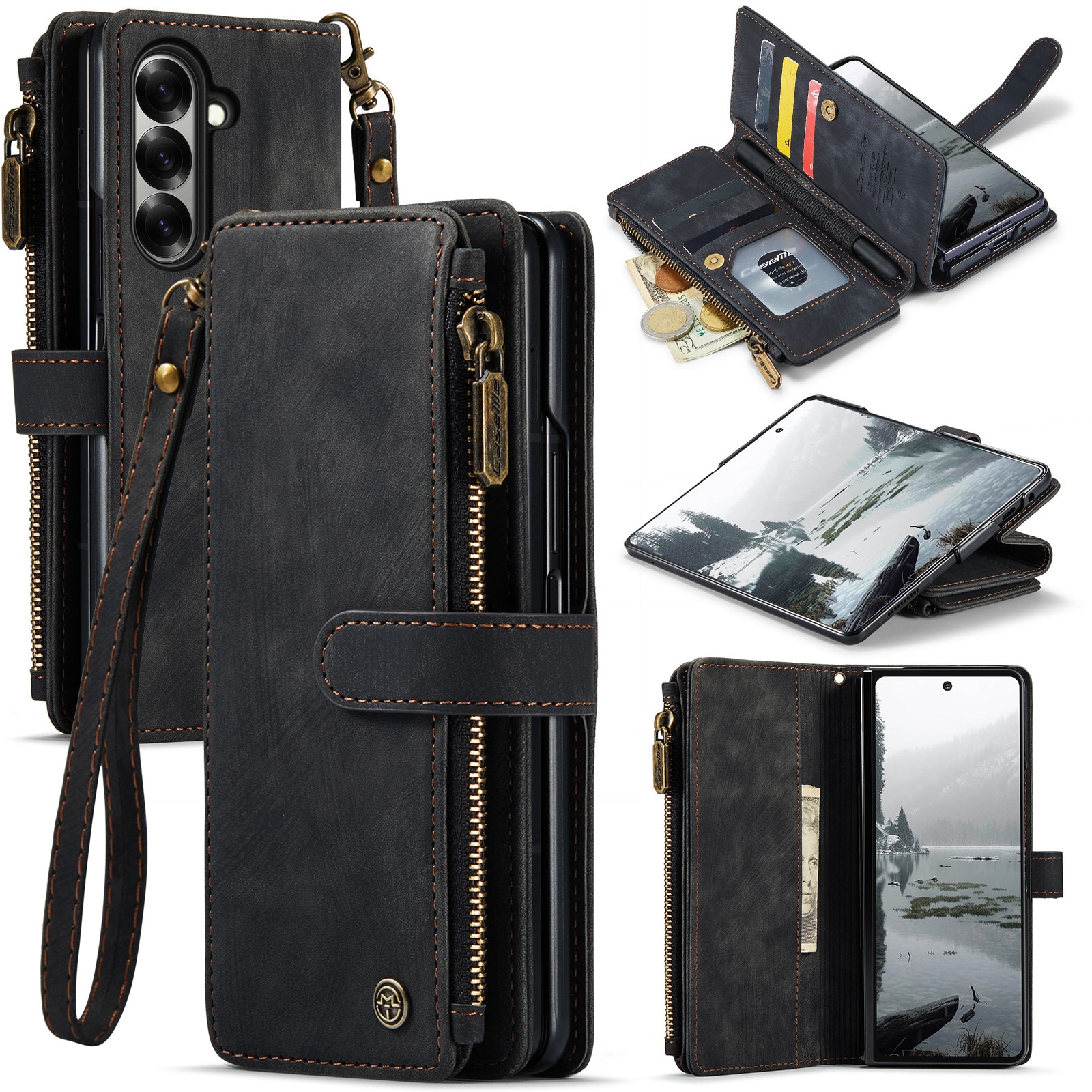 Zipper Portemonnaie-Hülle Samsung Galaxy Z Fold 7 schwarz