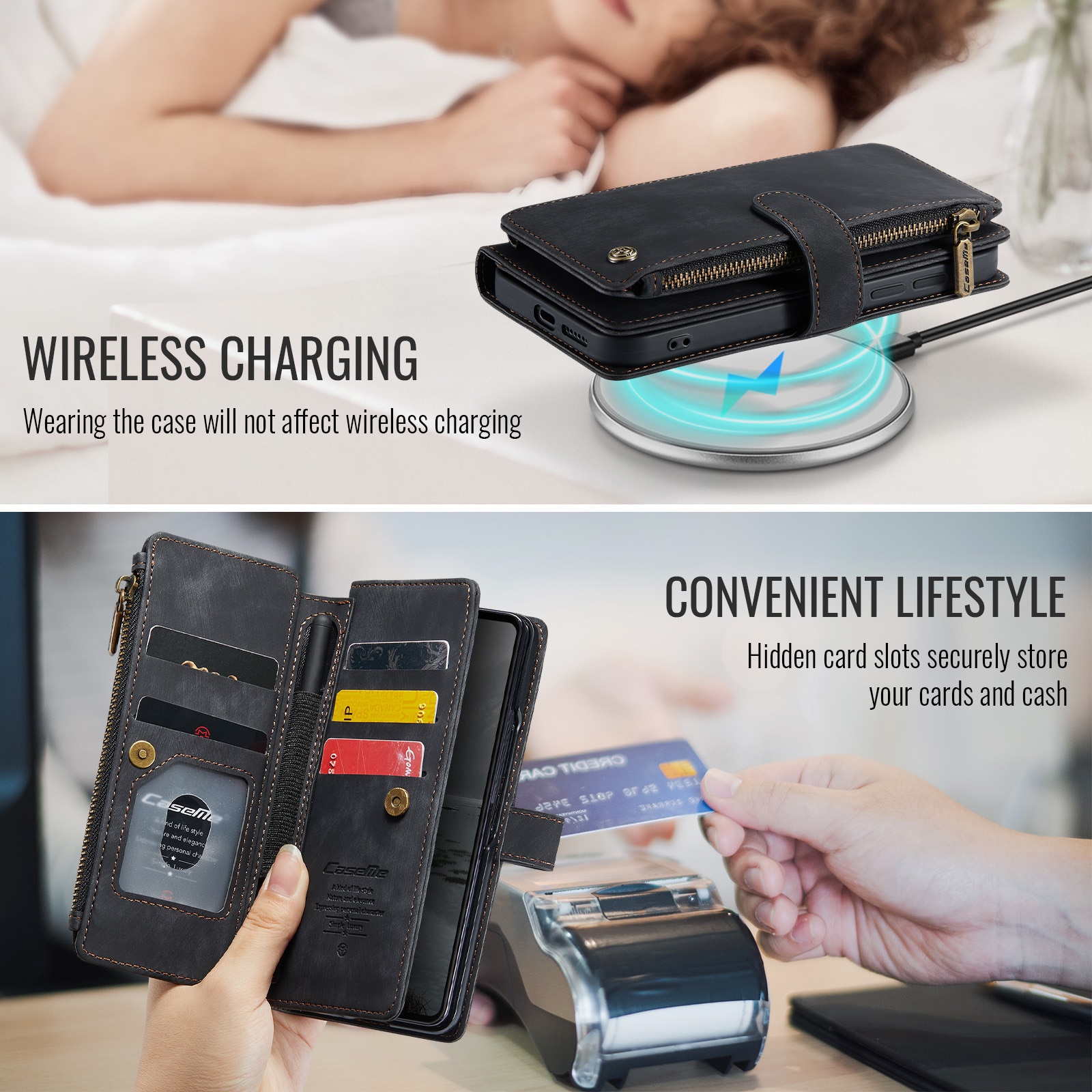 Zipper Portemonnaie-Hülle Samsung Galaxy Z Fold 7 schwarz