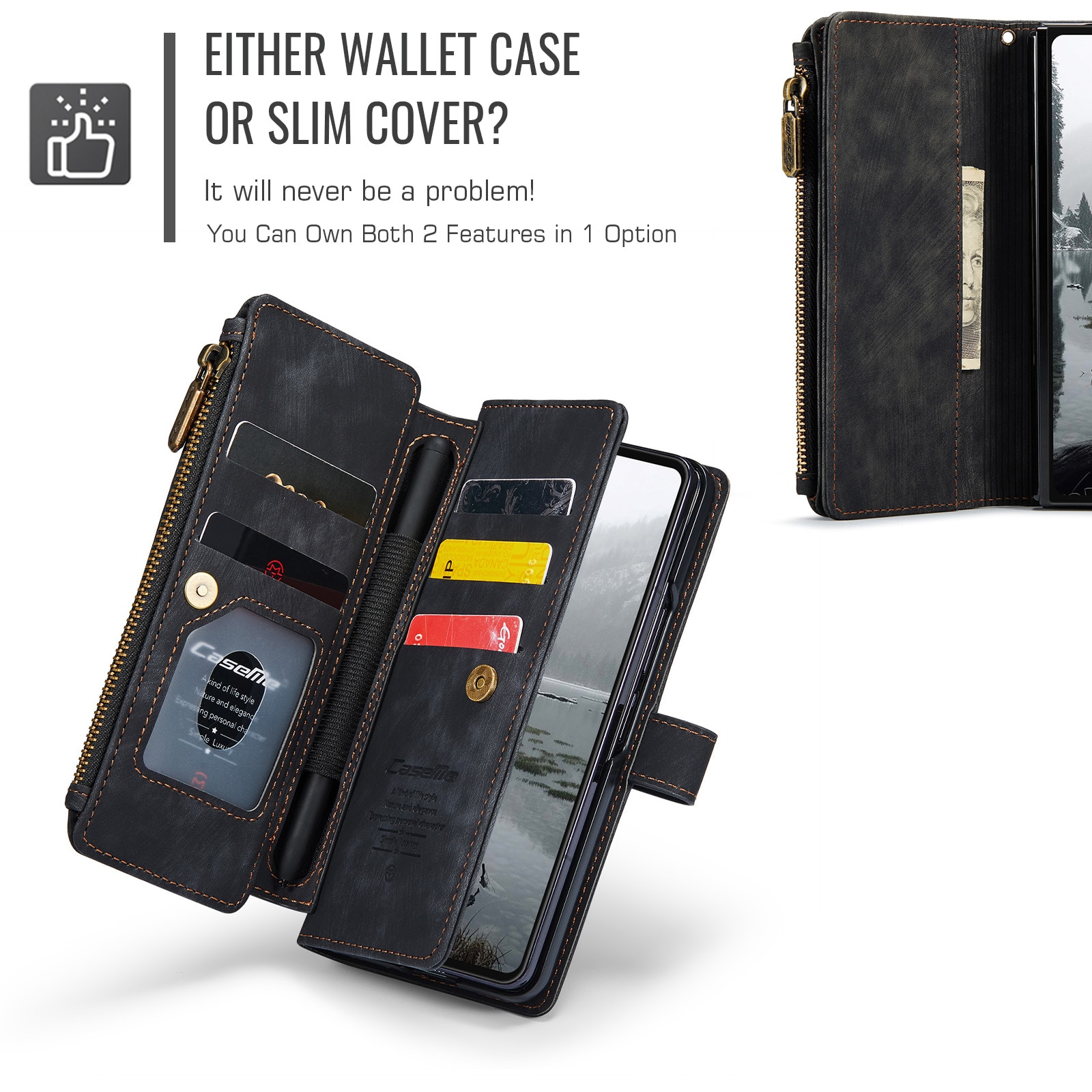 Zipper Portemonnaie-Hülle Samsung Galaxy Z Fold 7 schwarz