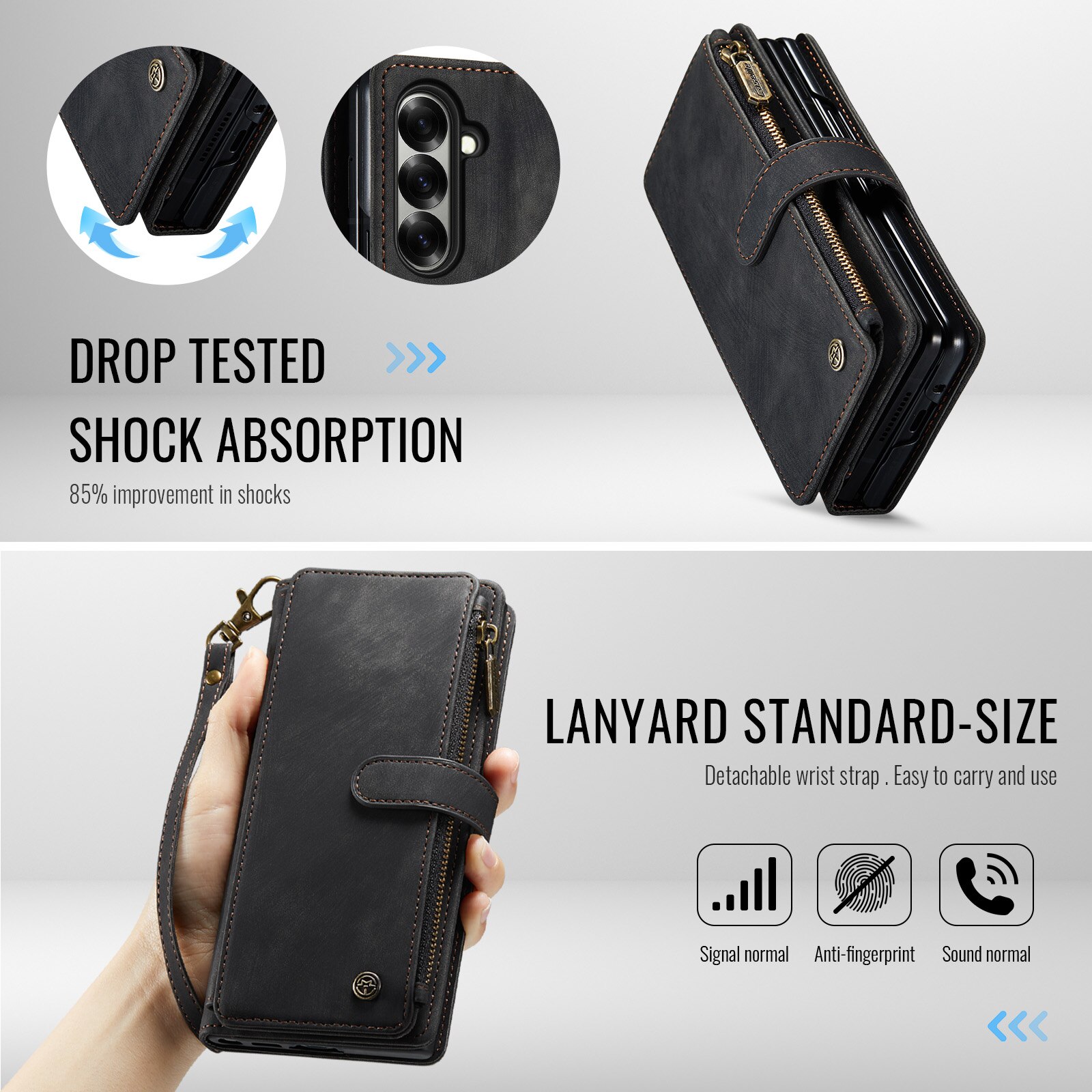 Zipper Portemonnaie-Hülle Samsung Galaxy Z Fold 7 schwarz