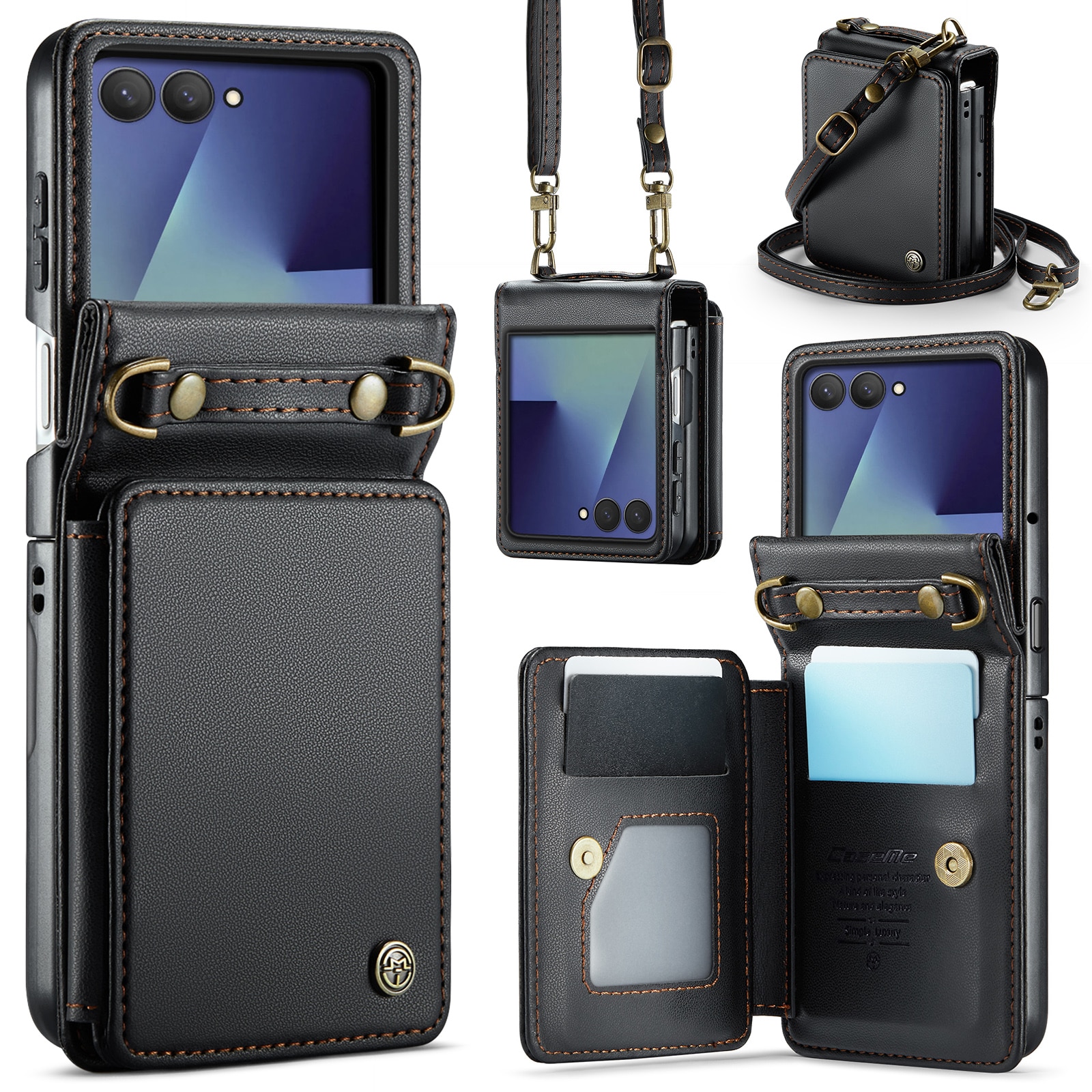 RFID-geschützte Portemonnaie-Hülle Samsung Galaxy Z Flip 7 Schwarz