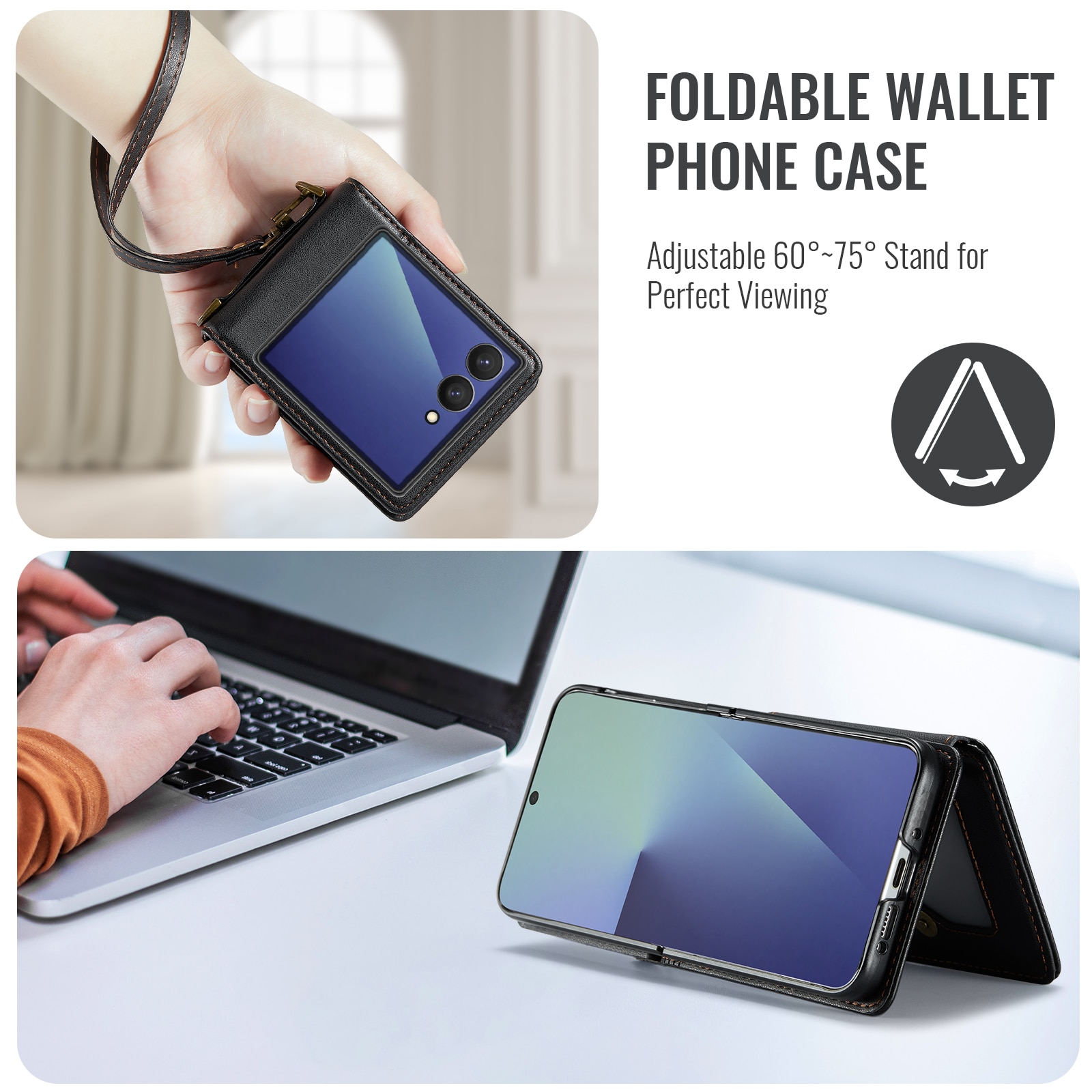 RFID-geschützte Portemonnaie-Hülle Samsung Galaxy Z Flip 7 Schwarz