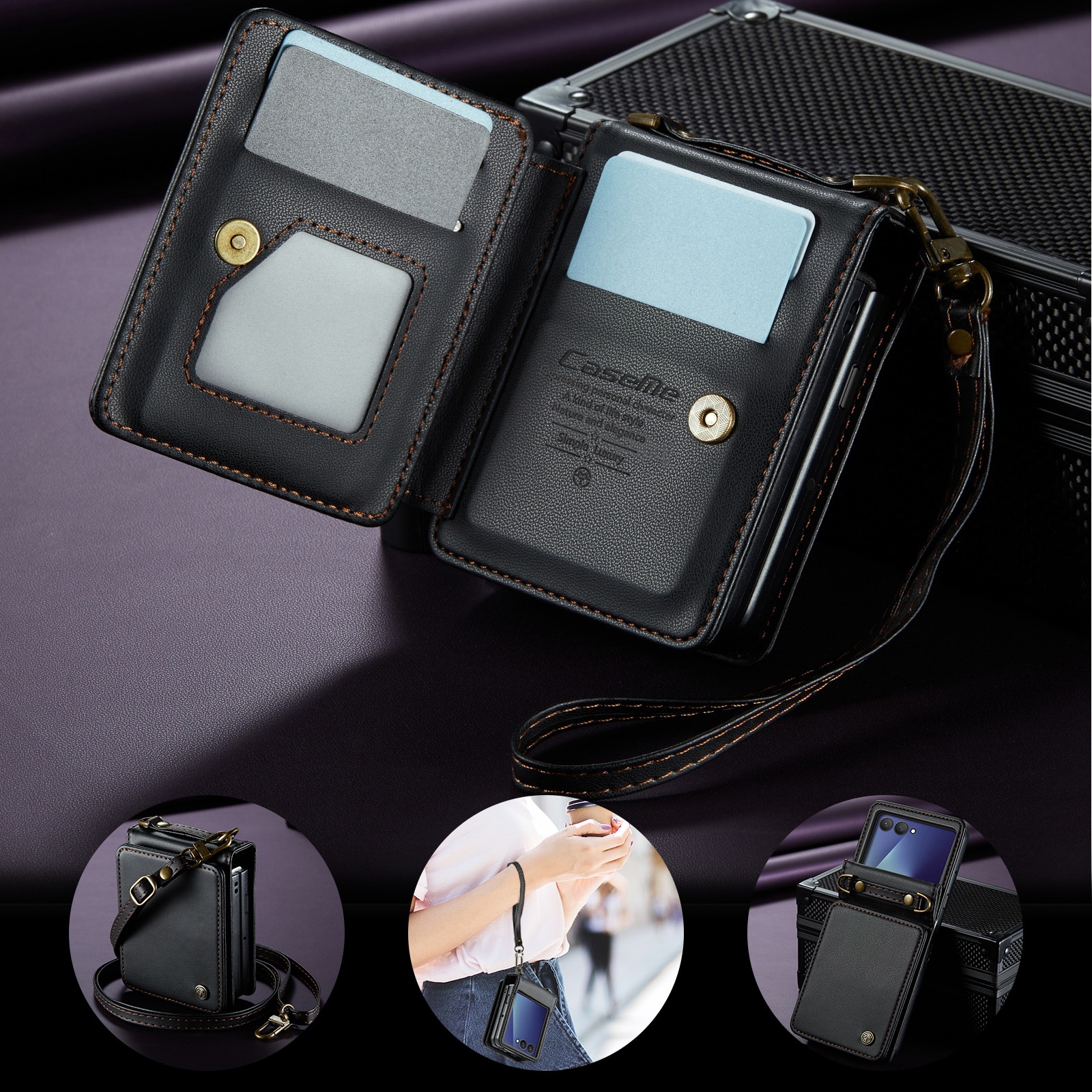 RFID-geschützte Portemonnaie-Hülle Samsung Galaxy Z Flip 7 Schwarz