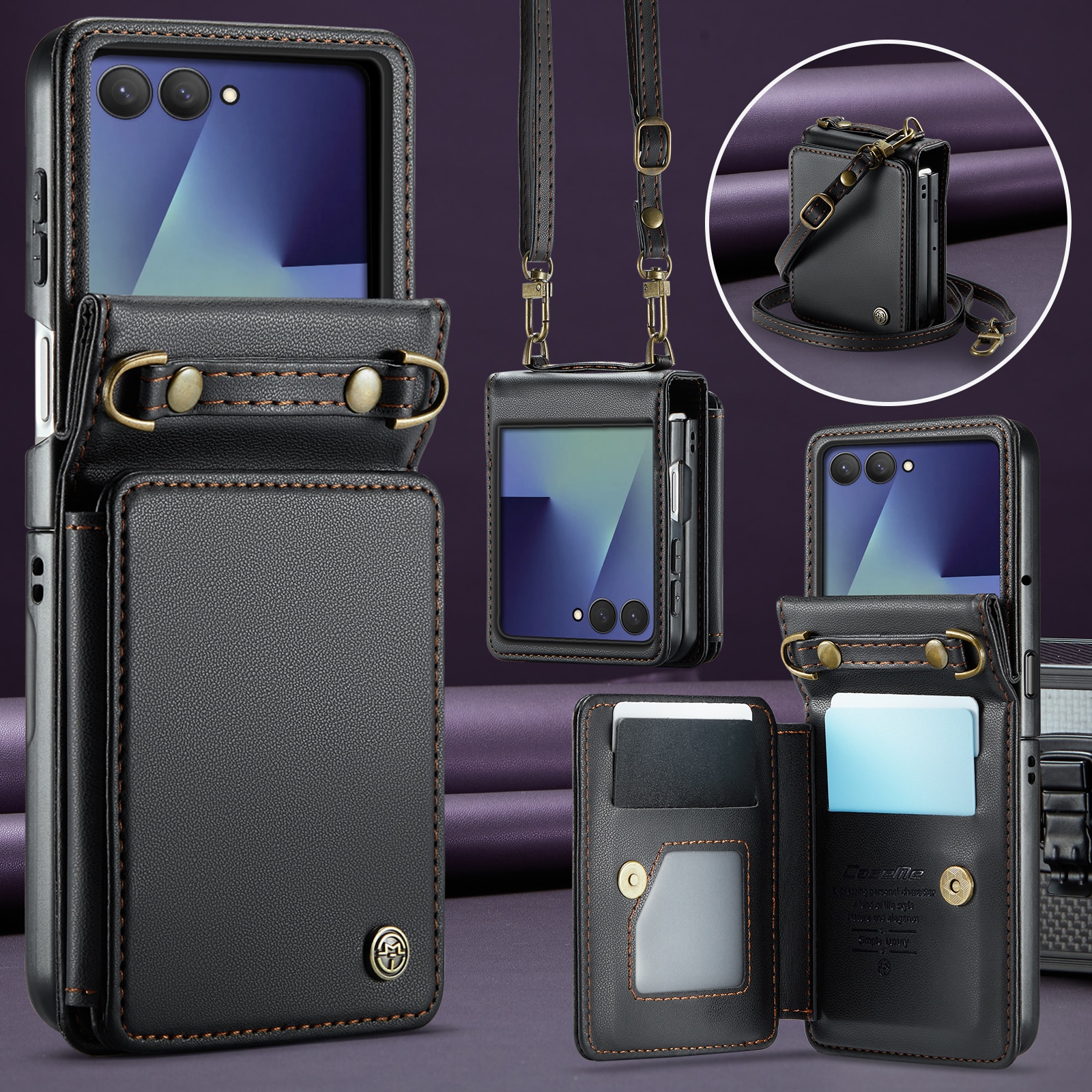 RFID-geschützte Portemonnaie-Hülle Samsung Galaxy Z Flip 7 Schwarz