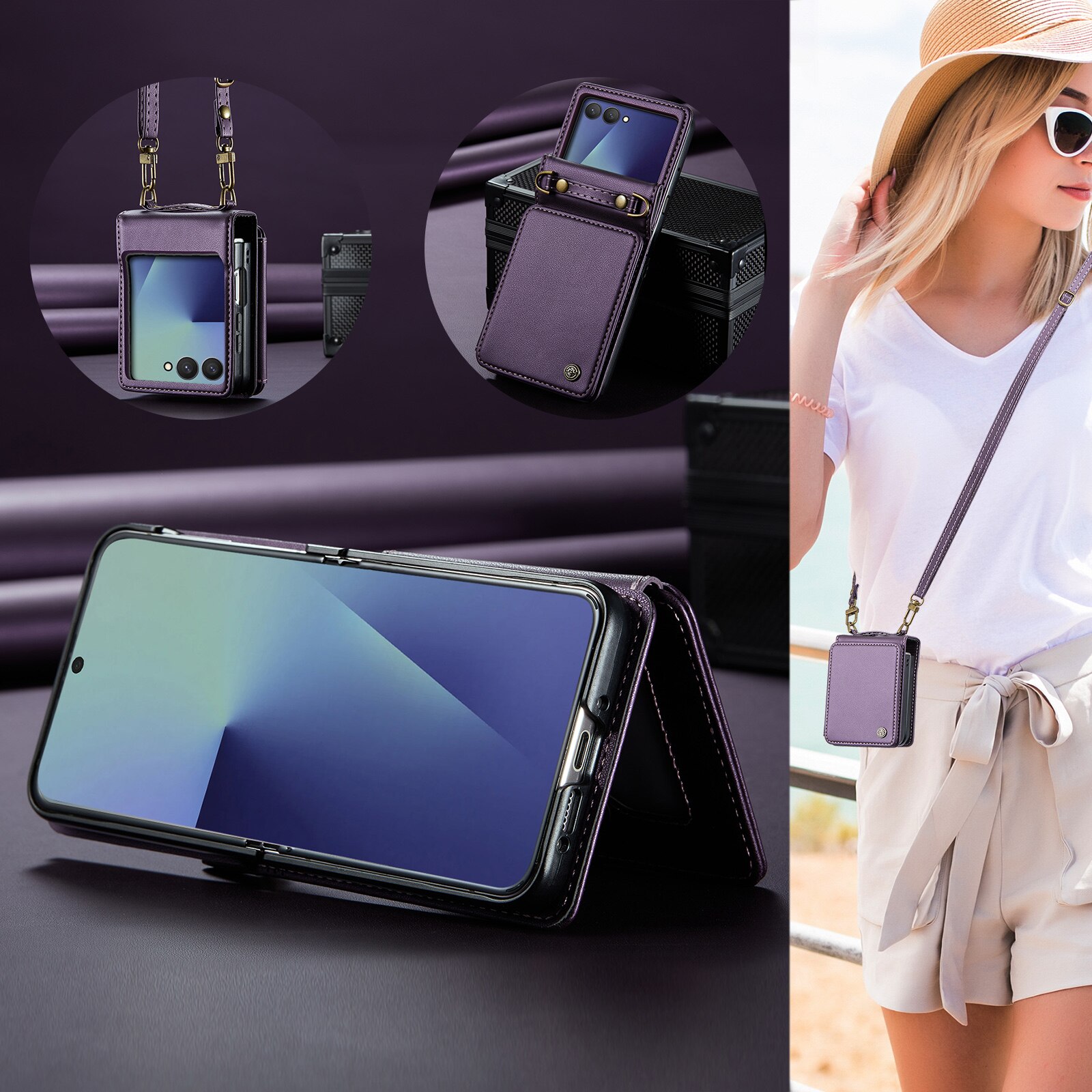 RFID-geschützte Portemonnaie-Hülle Samsung Galaxy Z Flip 7 Lila