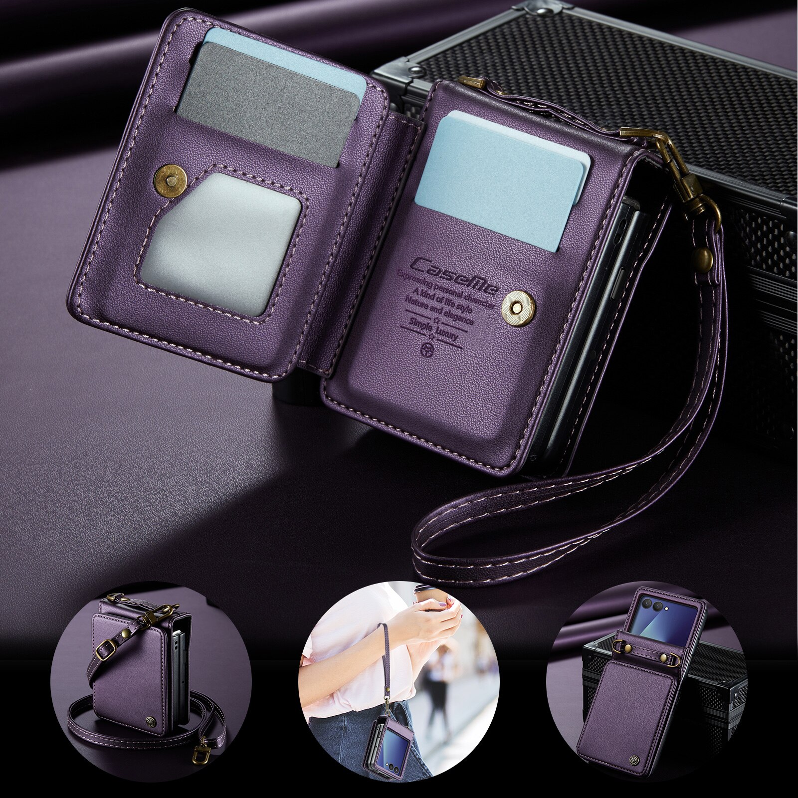 RFID-geschützte Portemonnaie-Hülle Samsung Galaxy Z Flip 7 Lila
