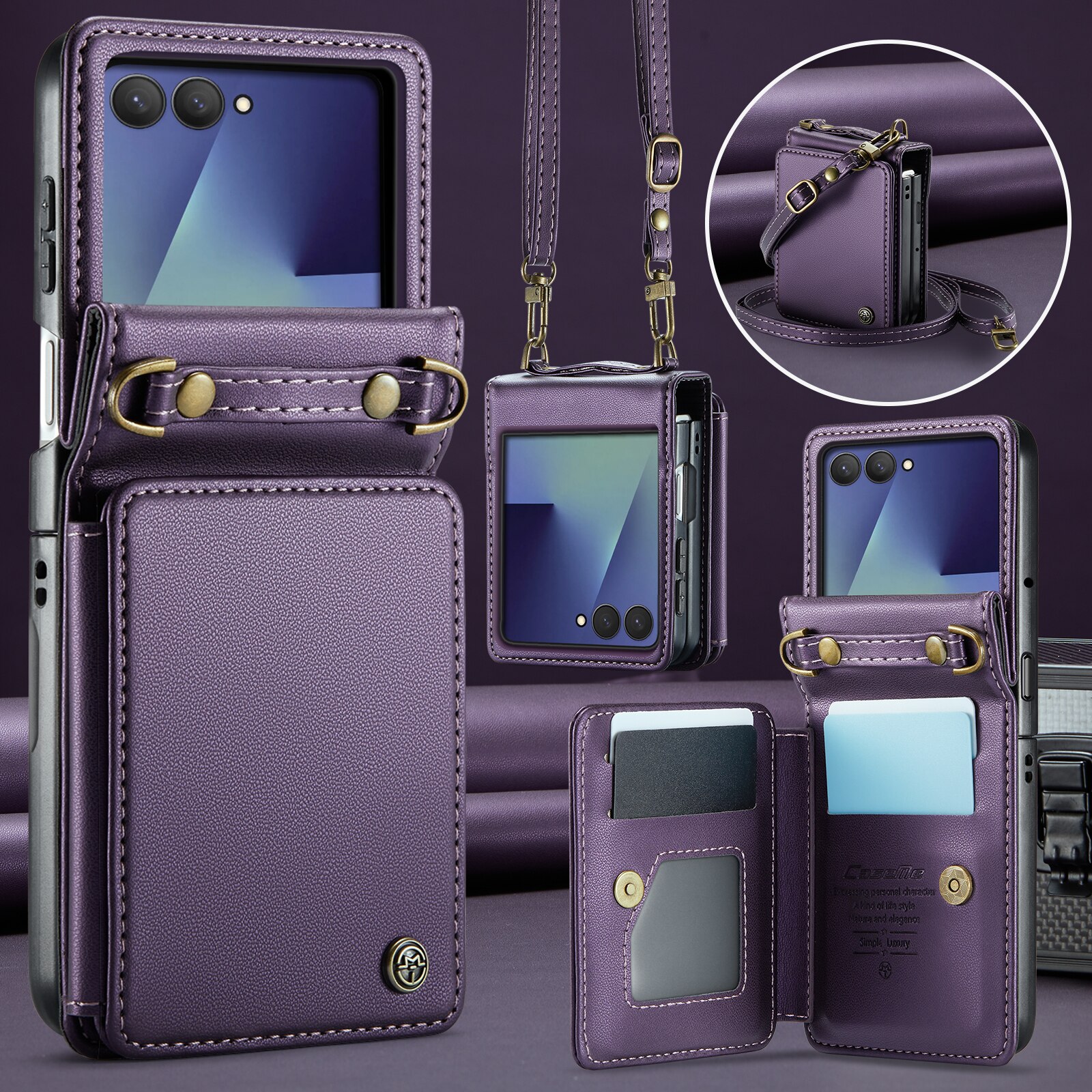 RFID-geschützte Portemonnaie-Hülle Samsung Galaxy Z Flip 7 Lila