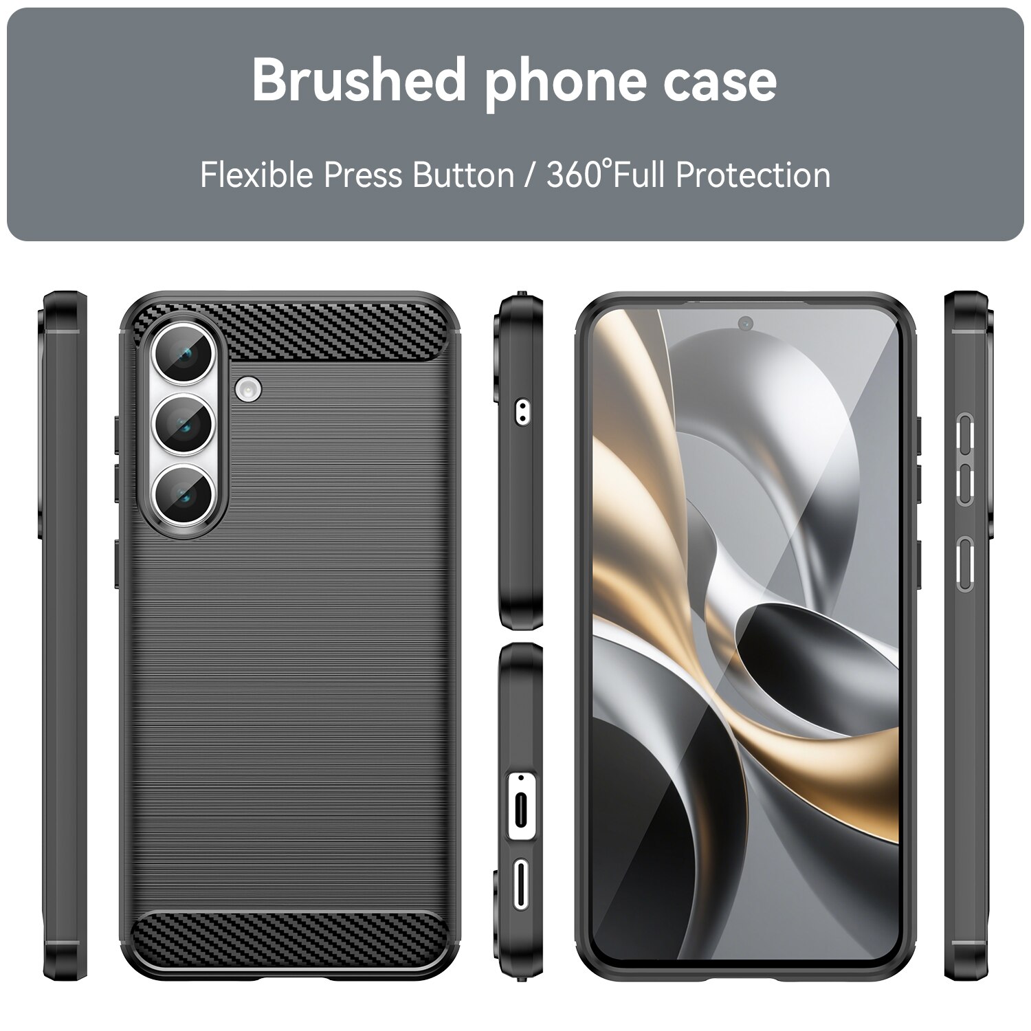 Samsung Galaxy S25 FE Hülle TPU Brushed Schwarz