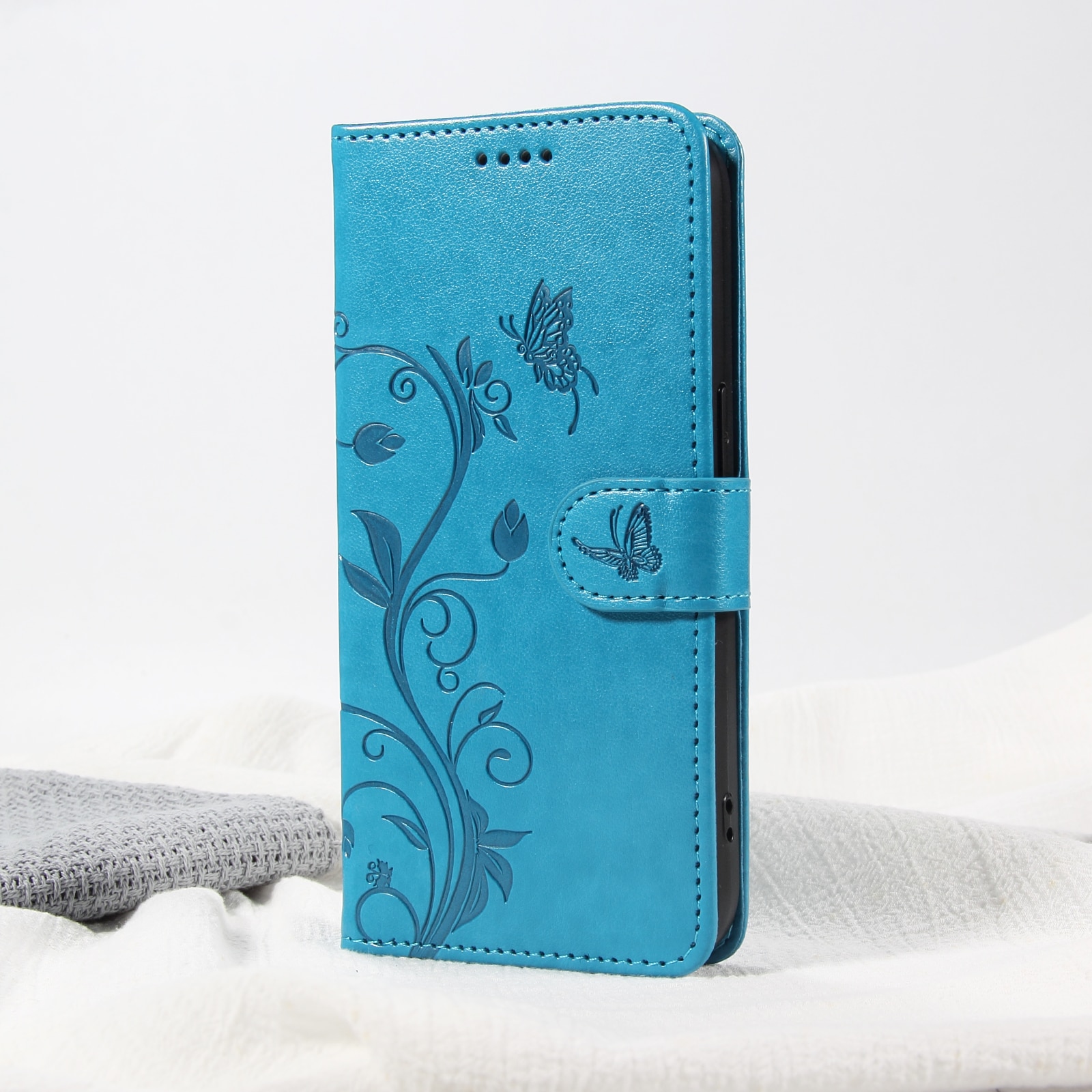 Oppo Reno 14 F Handyhülle mit Schmetterlingsmuster, Blau